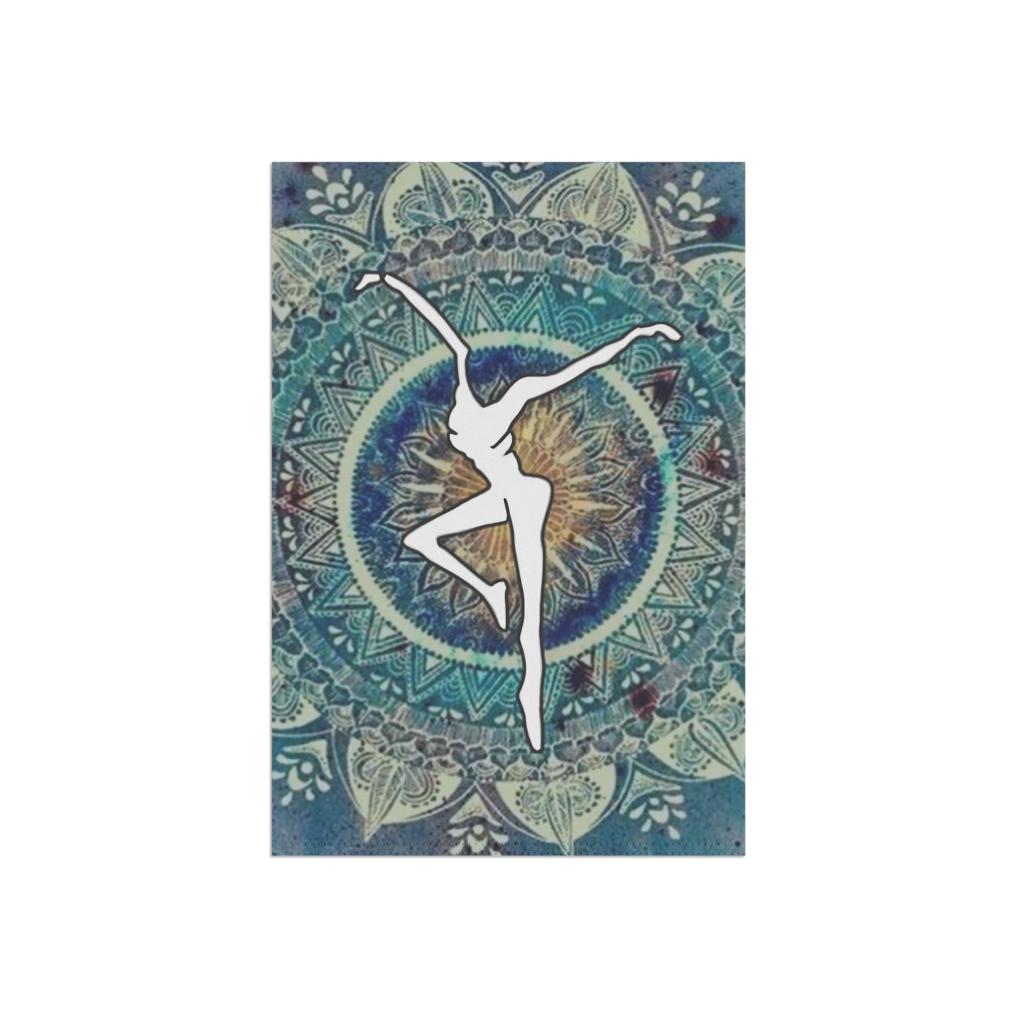 home/garden flag - 12"x18" indoor/outdoor - double sided - DMB - FD - blue watercolor mandala- sleeve at top -*POLE NOT INCLUDED