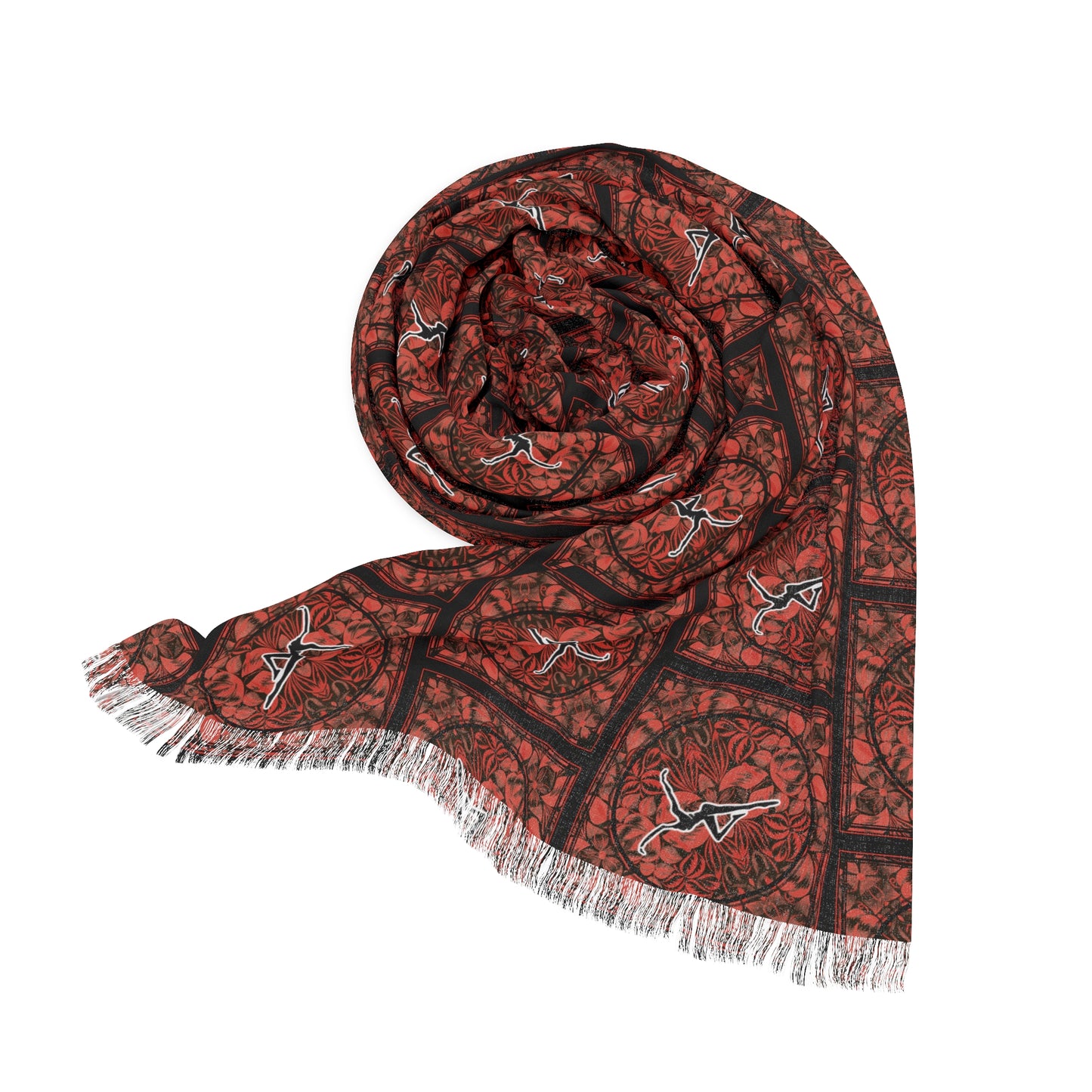 Light Scarf - dmb - coral/black - for Every Season, Lightweight Scarf, Fashion Accessories, Summer and Spring Scarf, Holiday Gift Idea, Wrap Scarf