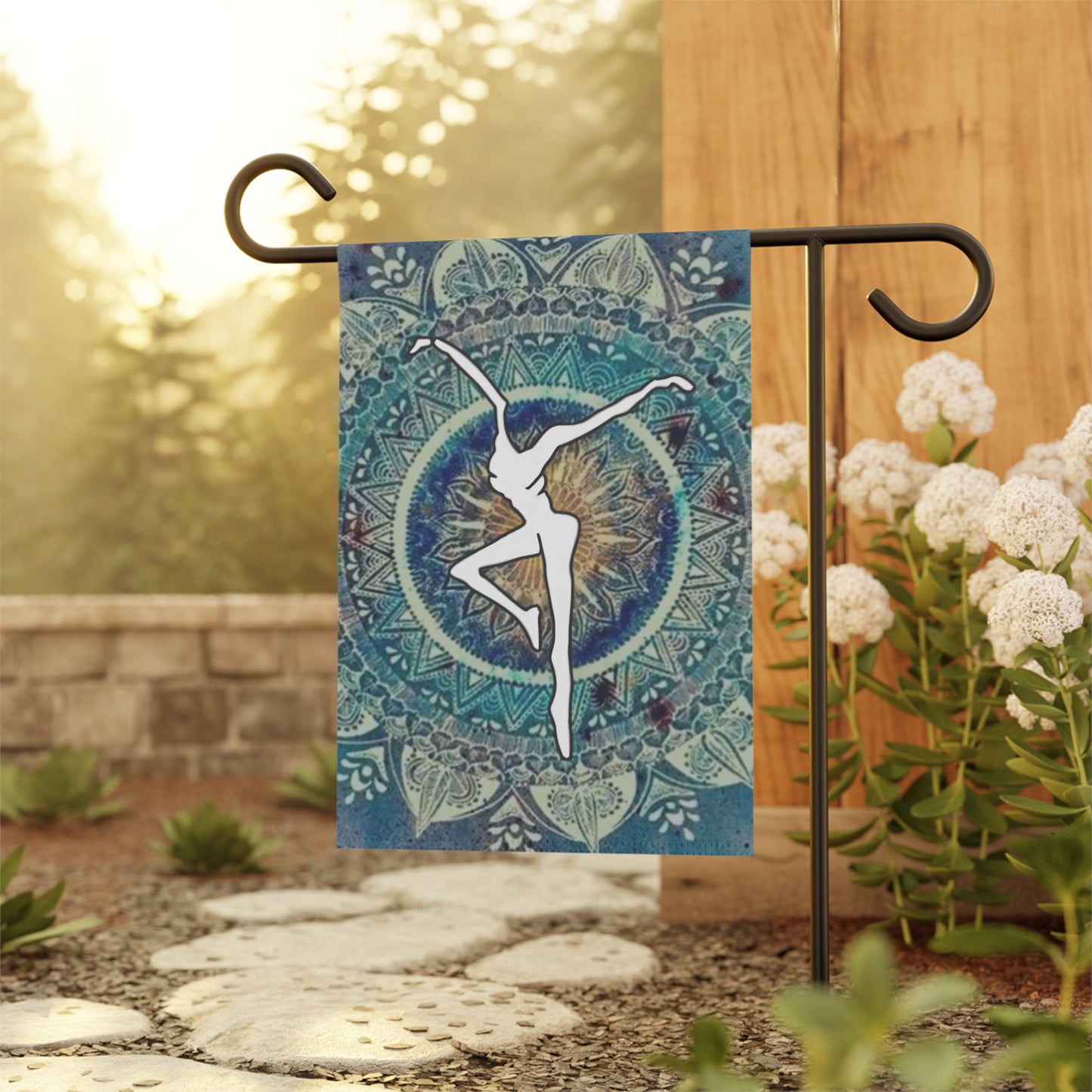 home/garden flag - 12"x18" indoor/outdoor - double sided - DMB - FD - blue watercolor mandala- sleeve at top -*POLE NOT INCLUDED