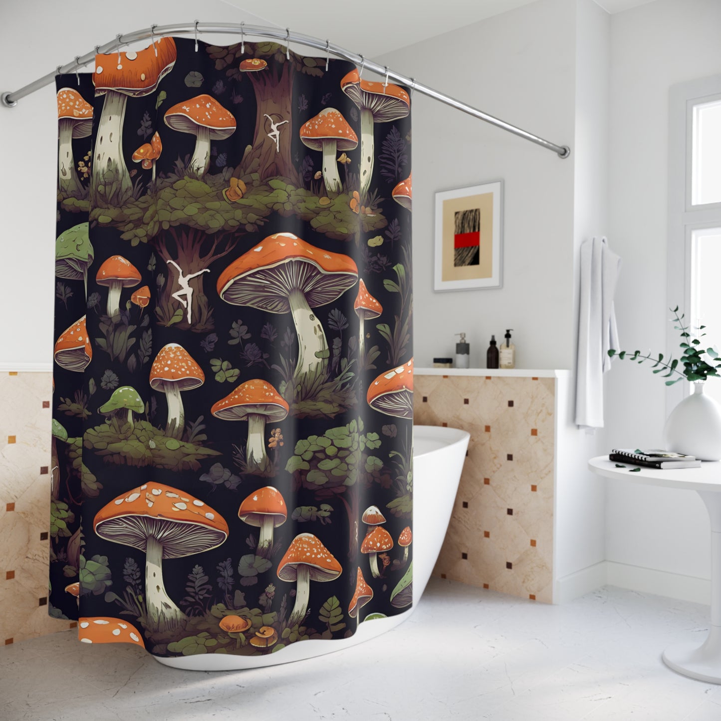 Shower curtain - 71 x 74 - dmb - mushroom forest