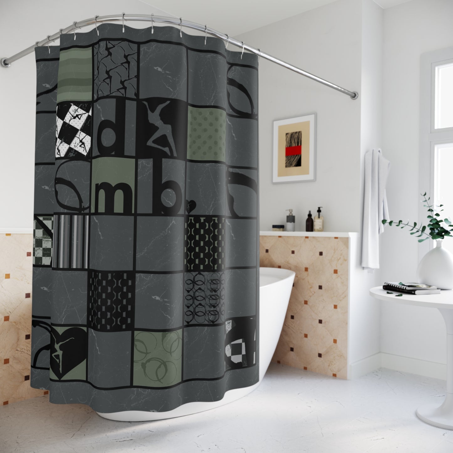 shower curtain - 71x74 - dmb grid