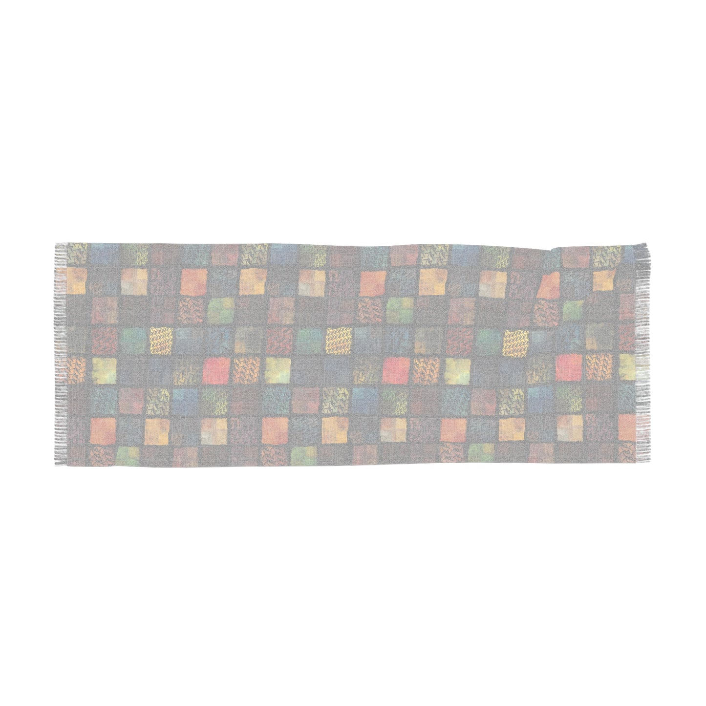 Light Scarf - dmb - painted squares - for Every Season, Lightweight Scarf, Fashion Accessories, Summer and Spring Scarf, Holiday Gift Idea, Wrap Scarf