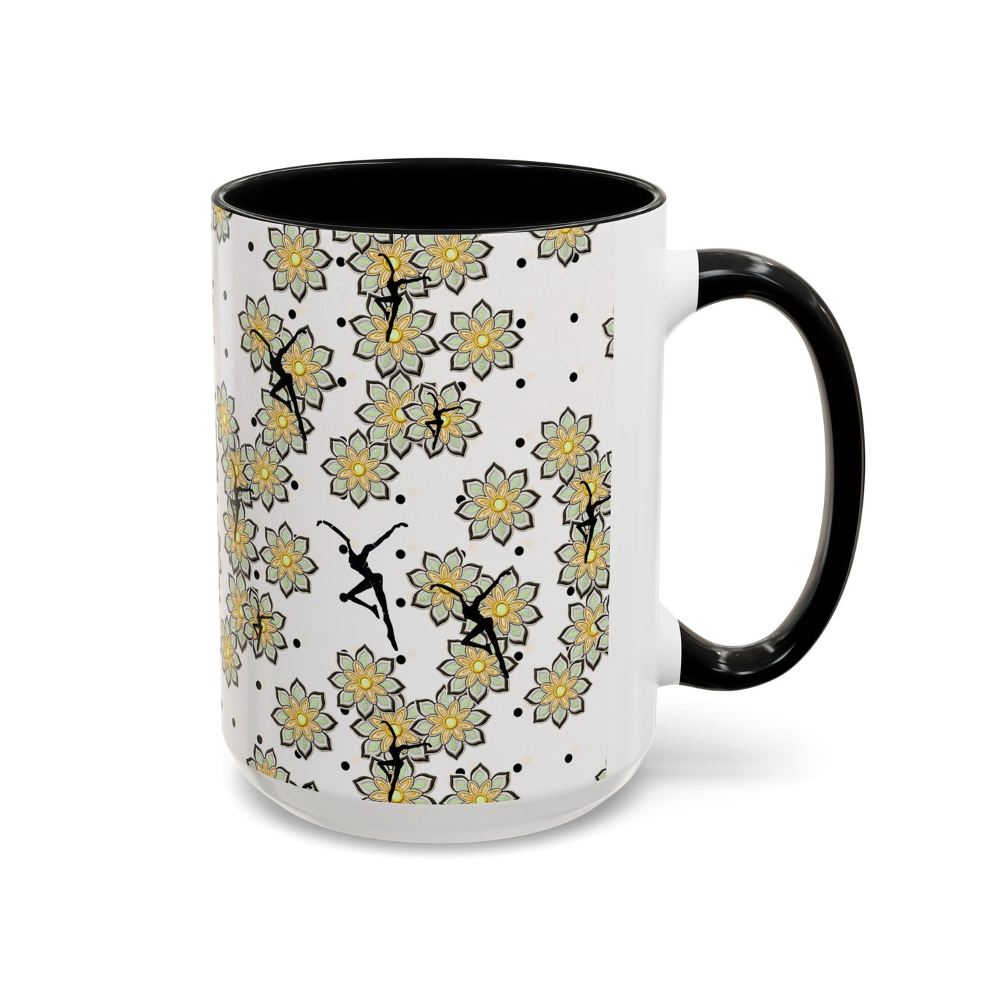 Coffee Mug - DMB - FD - polka dot2 - floral - 15oz