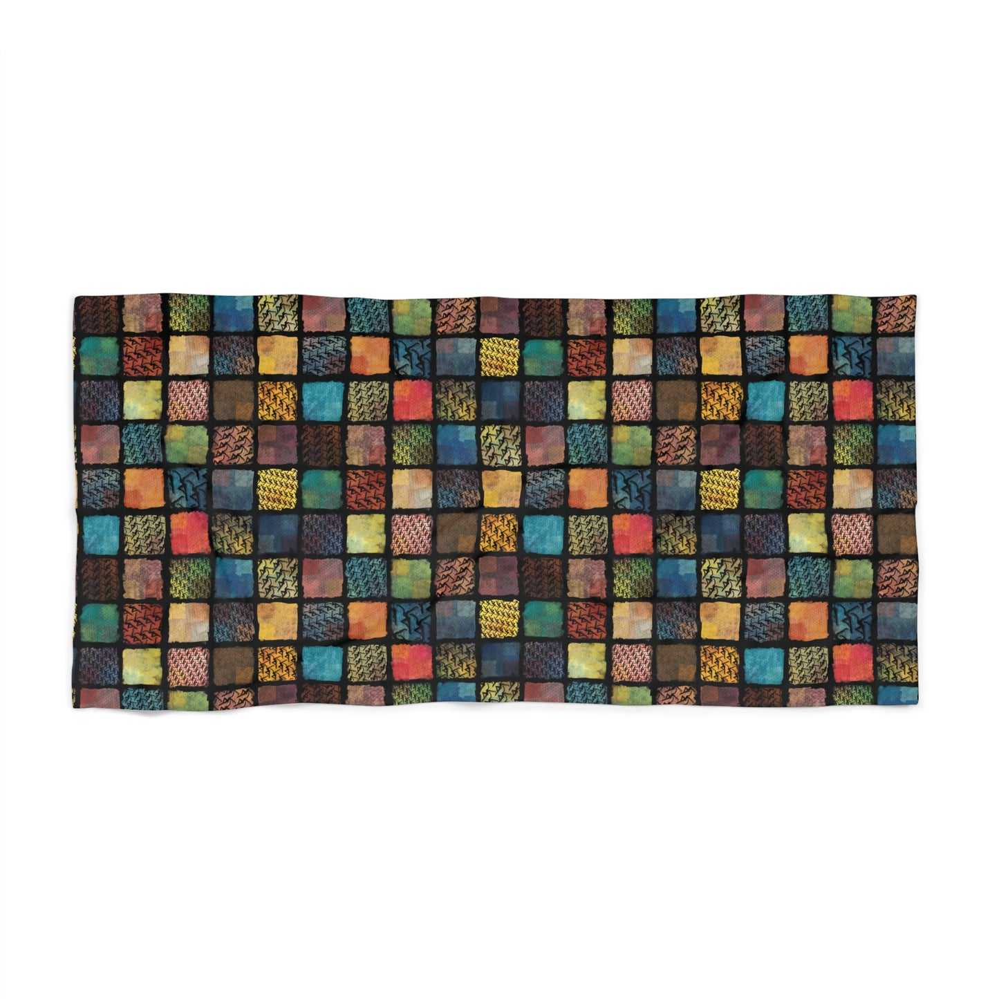 beach towel - dmb - painted squares 1 - 36"x72" - polyester-cotton blend