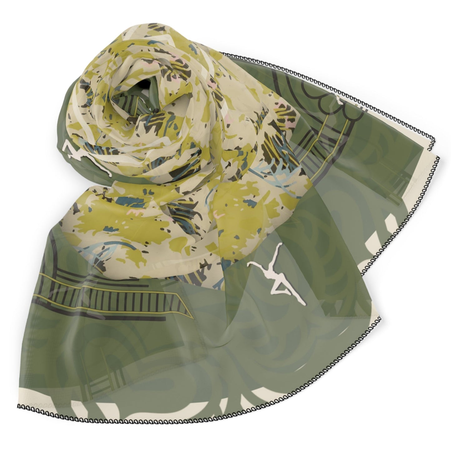 Sheer Scarf - dmb - green abstract print