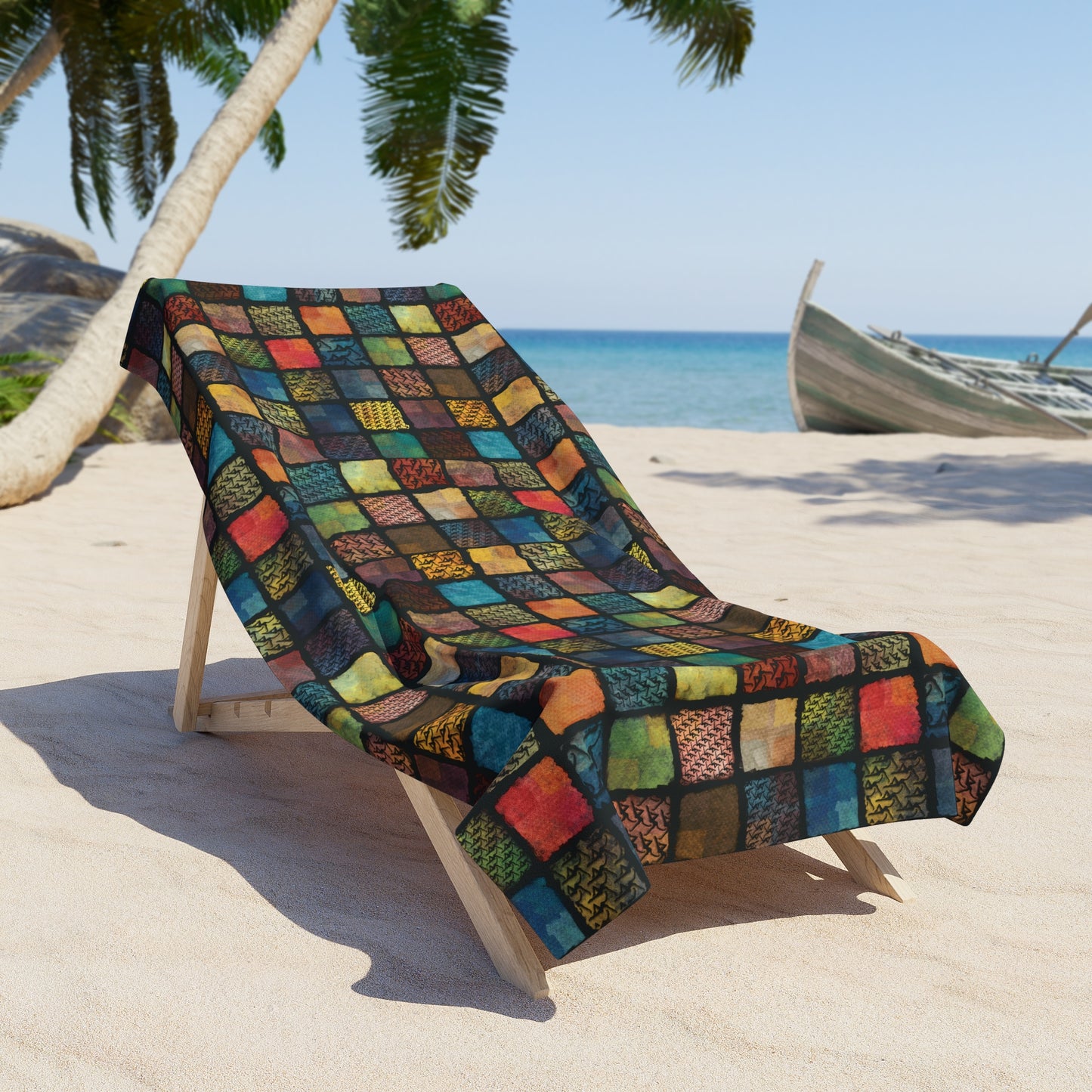 beach towel - dmb - painted squares 1 - 36"x72" - polyester-cotton blend