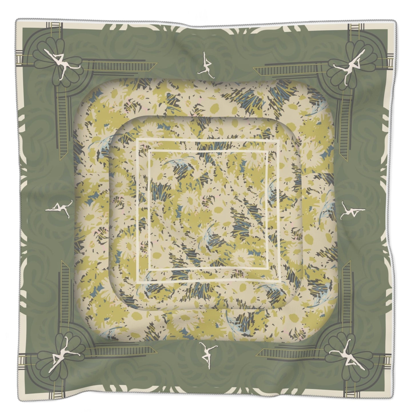 Sheer Scarf - dmb - green abstract print