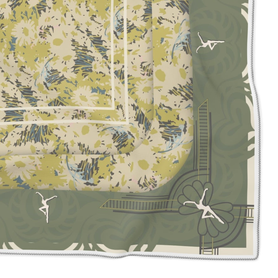 Sheer Scarf - dmb - green abstract print