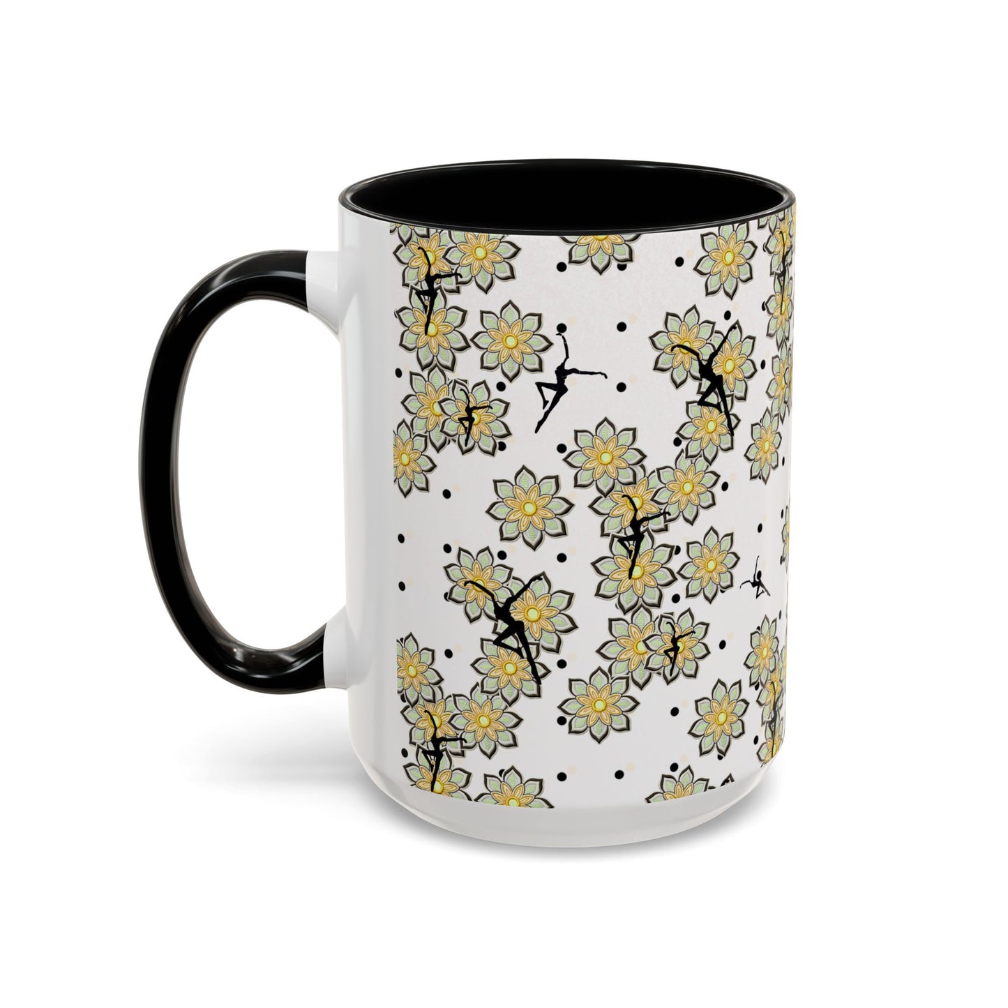 Coffee Mug - DMB - FD - polka dot2 - floral - 15oz