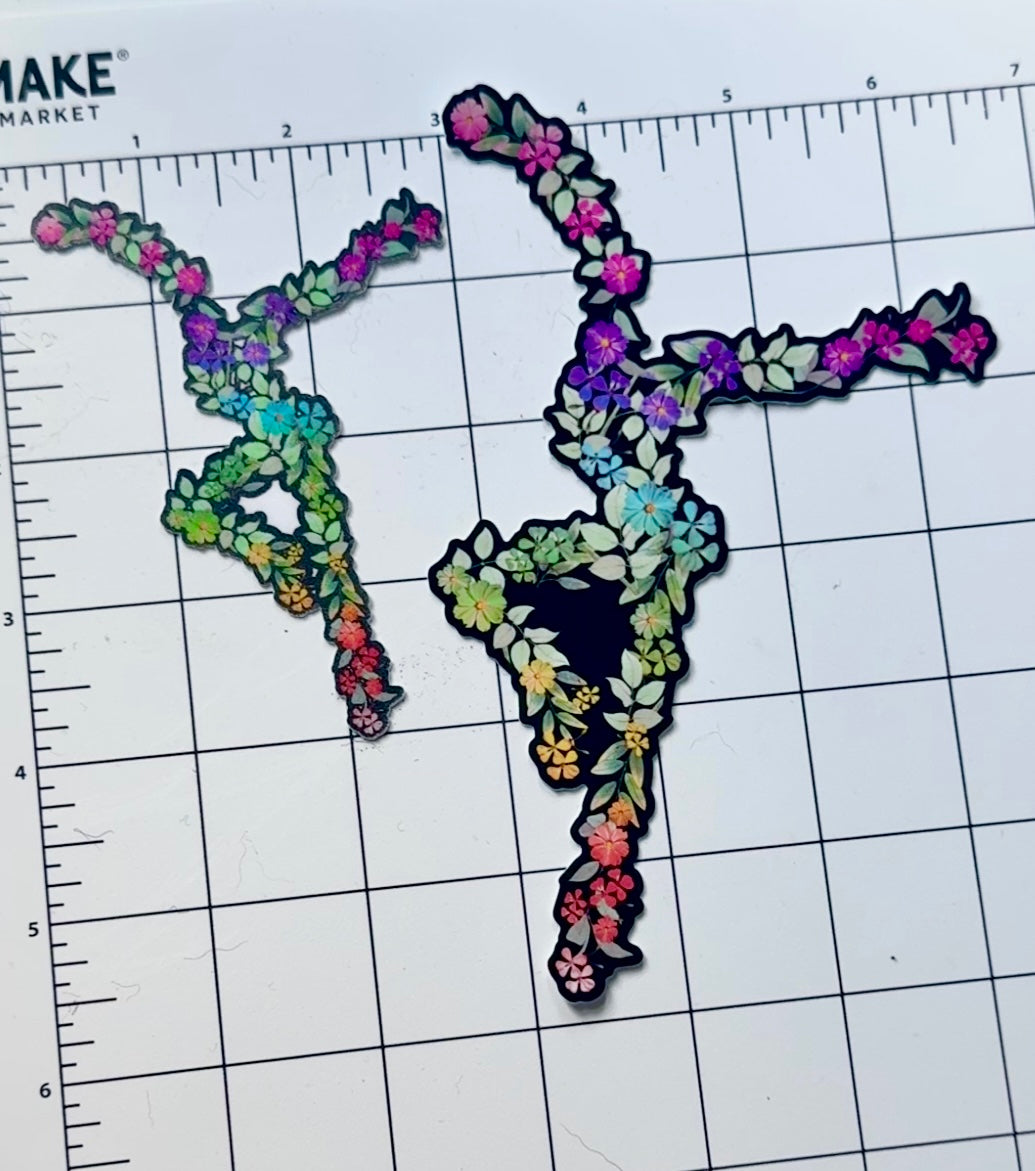 Rainbow Flower dancer - DMB inspired - 4” premium waterproof matte vinyl sticker and/or Rainbow Flower dancer - 6” window-cling. Individually or as a set with one of each.