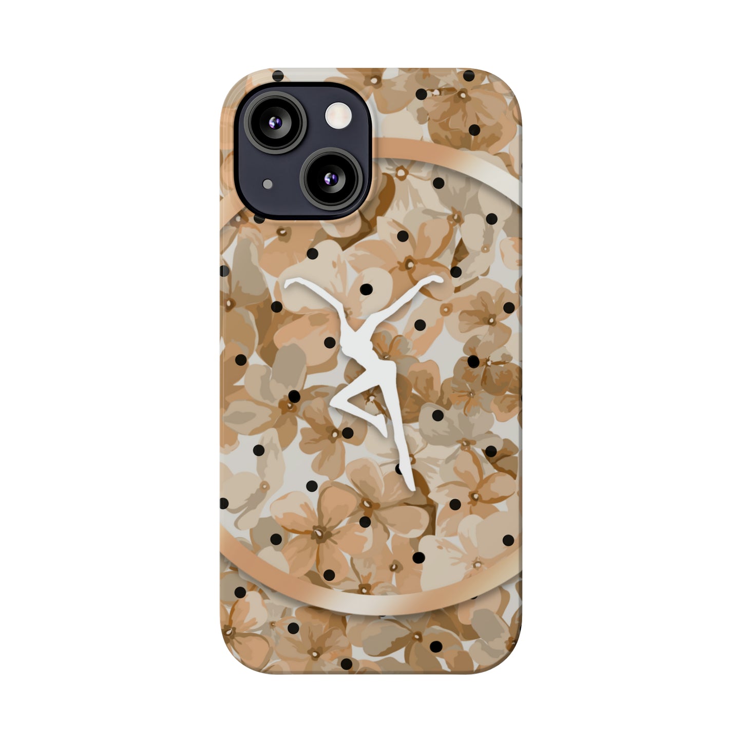 Slim Phone Case - iPhone - dmb - design13 - fd - beige - flowers - polka dots