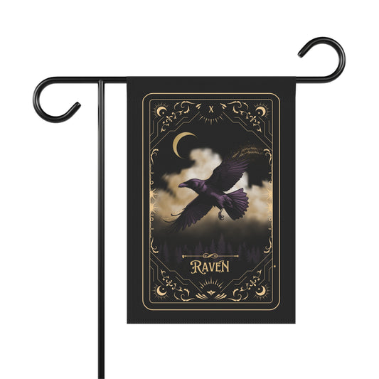 Home/garden flag -  12"x18" indoor/outdoor - double sided - DMB - tarot - raven - sleeve at top -*POLE NOT INCLUDED