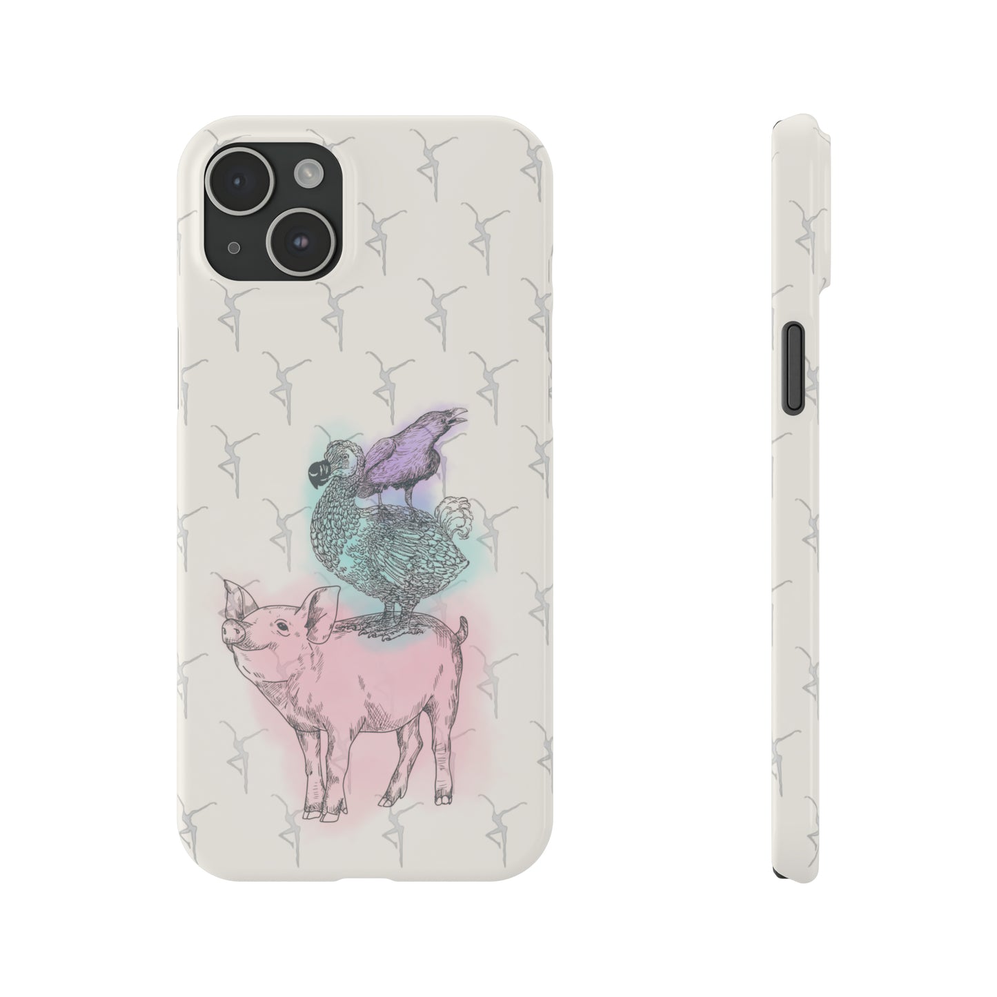 Slim Phone Case - dmb - fd - pig - dodo - raven - watercolor - ivory