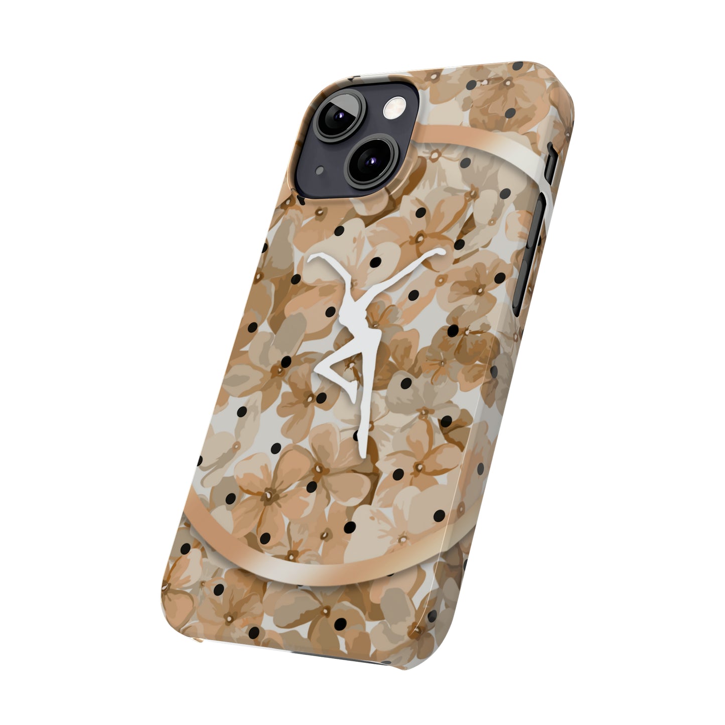 Slim Phone Case - iPhone - dmb - design13 - fd - beige - flowers - polka dots