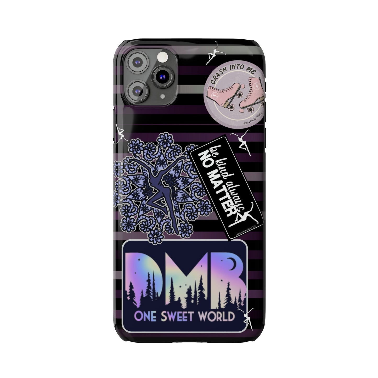Slim Phone Case - iPhone - dmb - design6 - purple/stripes/stickers