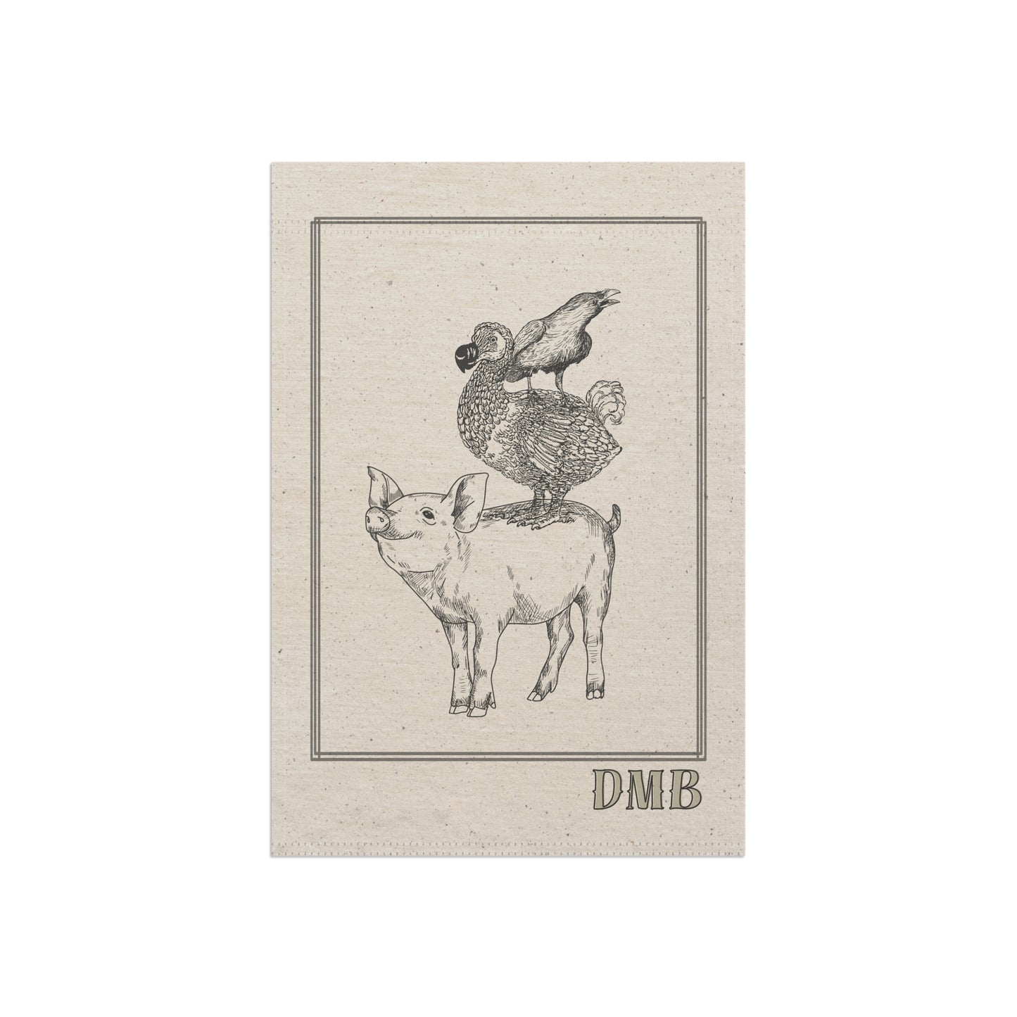 Home/garden flag -  12"x18" indoor/outdoor - double sided - DMB - pig/dodo/raven - sleeve at top -*POLE NOT INCLUDED