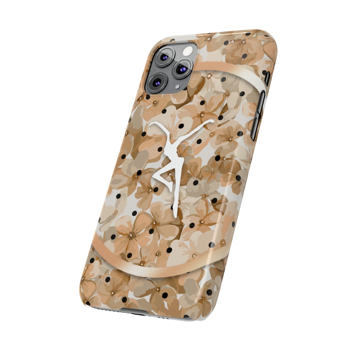 Slim Phone Case - iPhone - dmb - design13 - fd - beige - flowers - polka dots