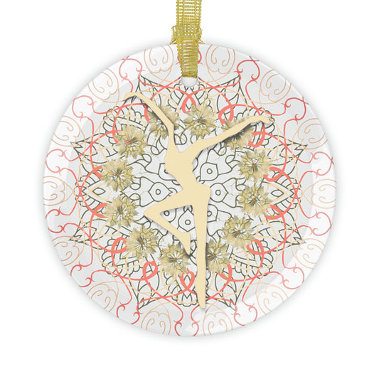 glass ornament -- DMB -- peach/ivory mandala