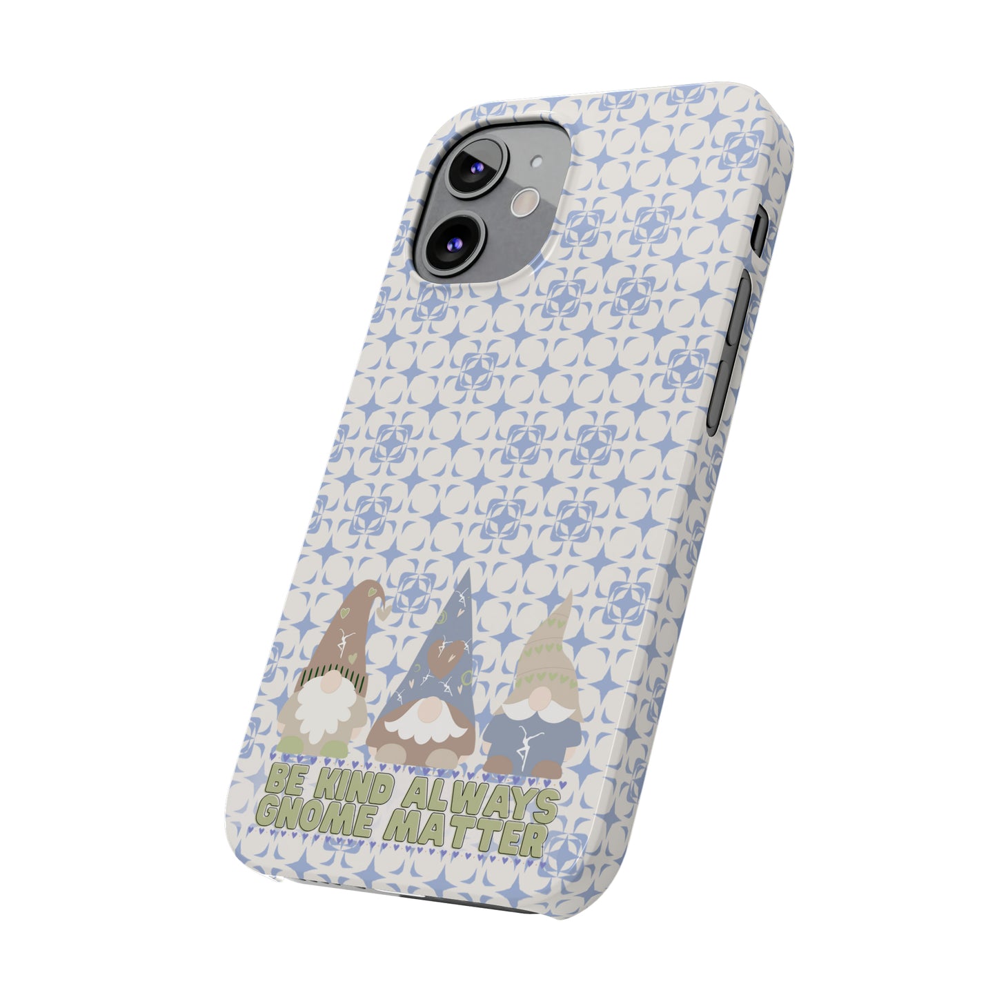 Slim Phone Case - dmb - gnomes - kindness - be kind always - blue - green - pastel - fits most iphone models