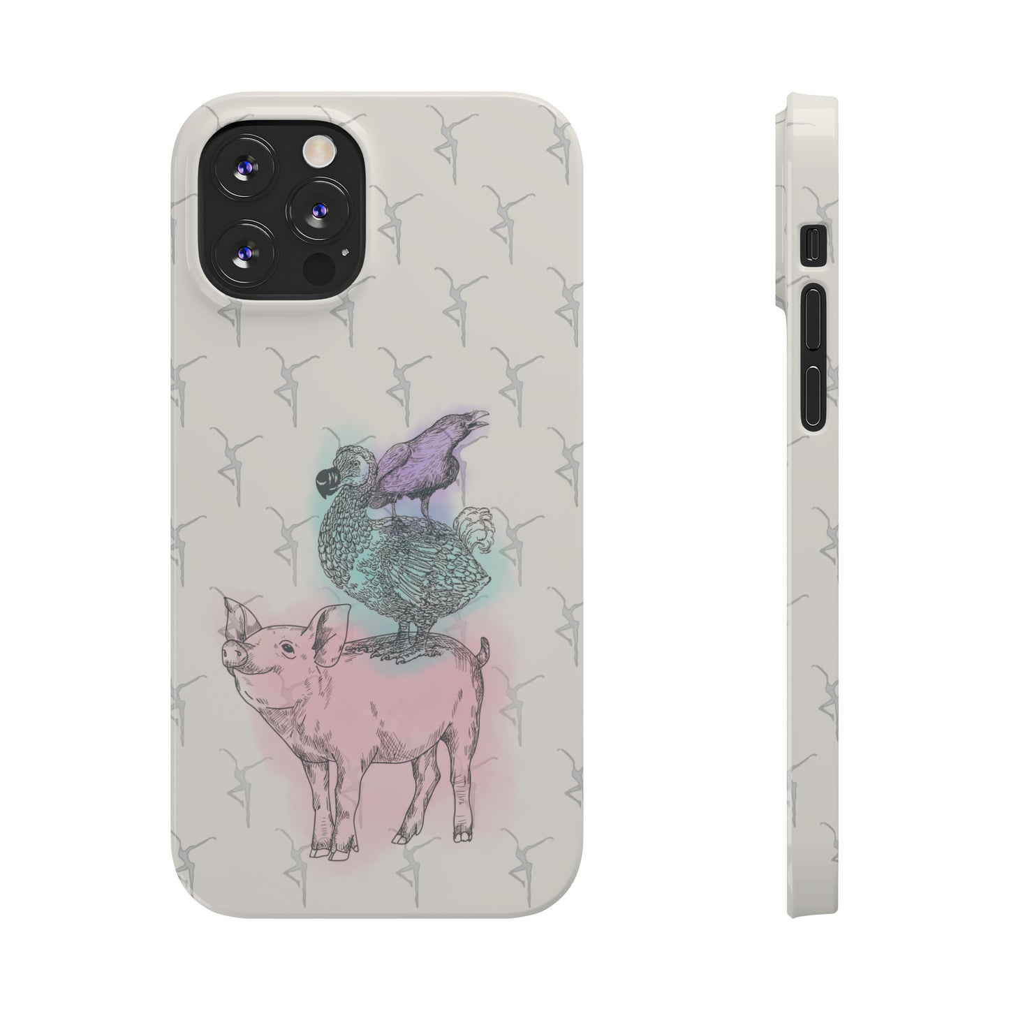 Slim Phone Case - dmb - fd - pig - dodo - raven - watercolor - ivory