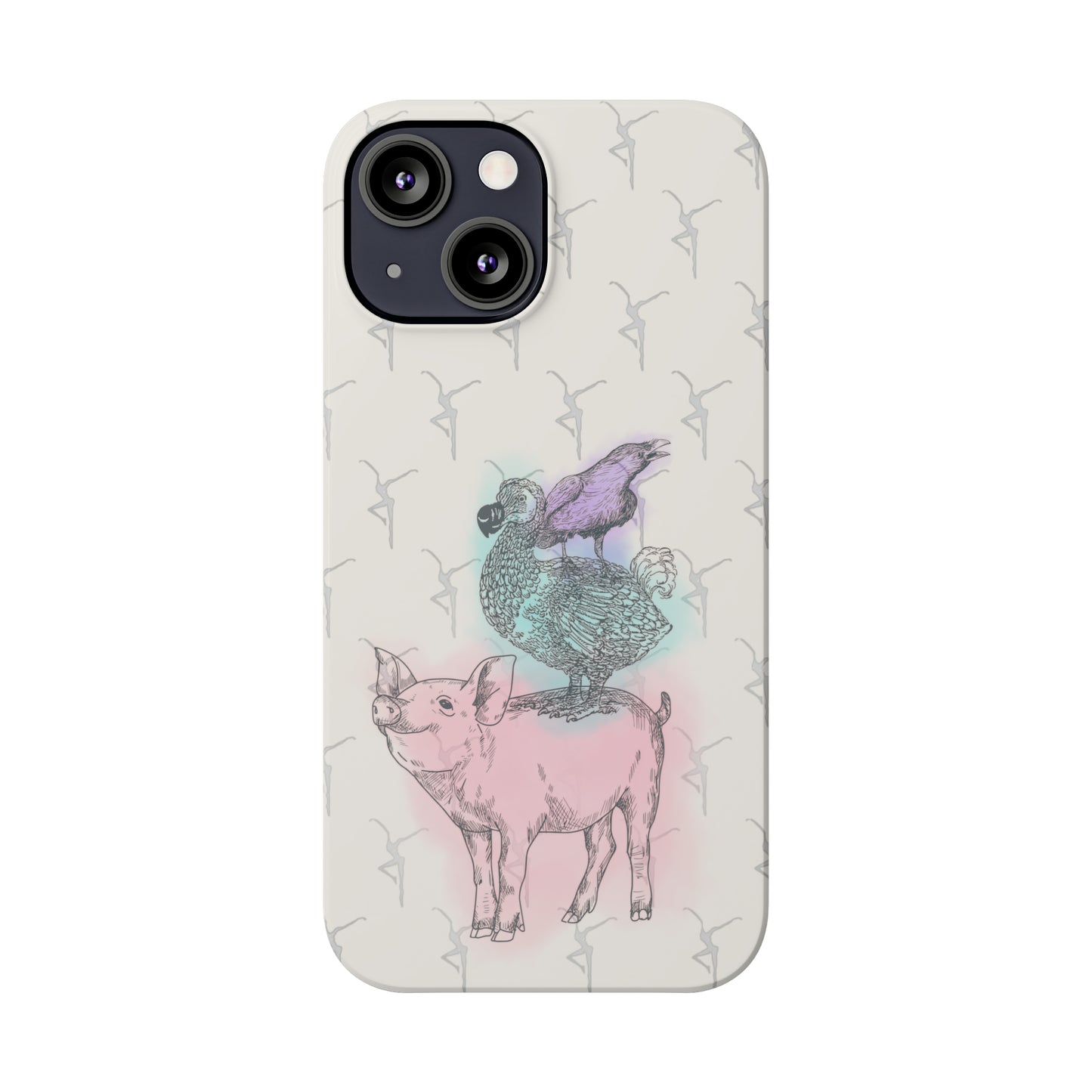 Slim Phone Case - dmb - fd - pig - dodo - raven - watercolor - ivory