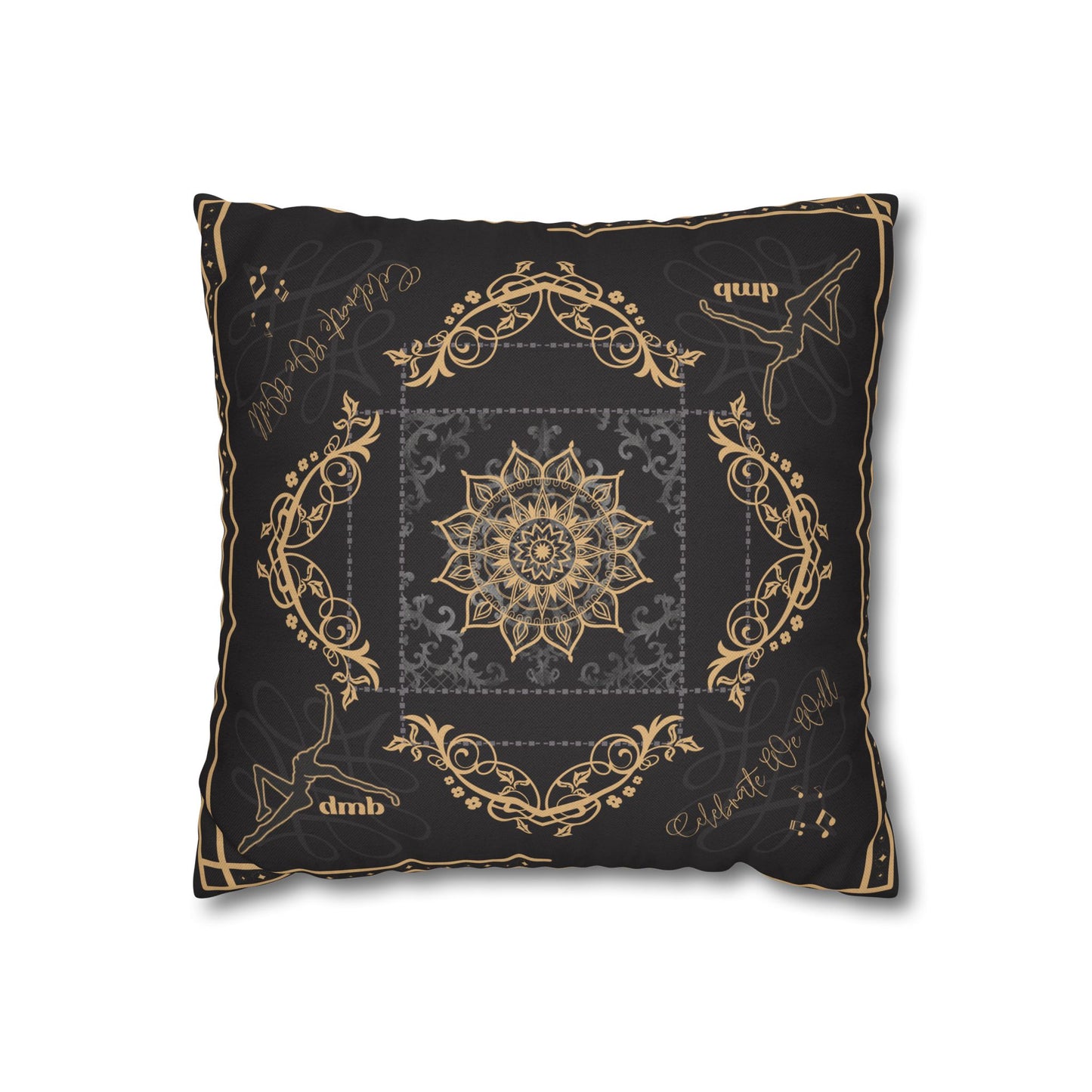 Square Pillow Case - *pillow not included - dmb - black gold - celebrate we will