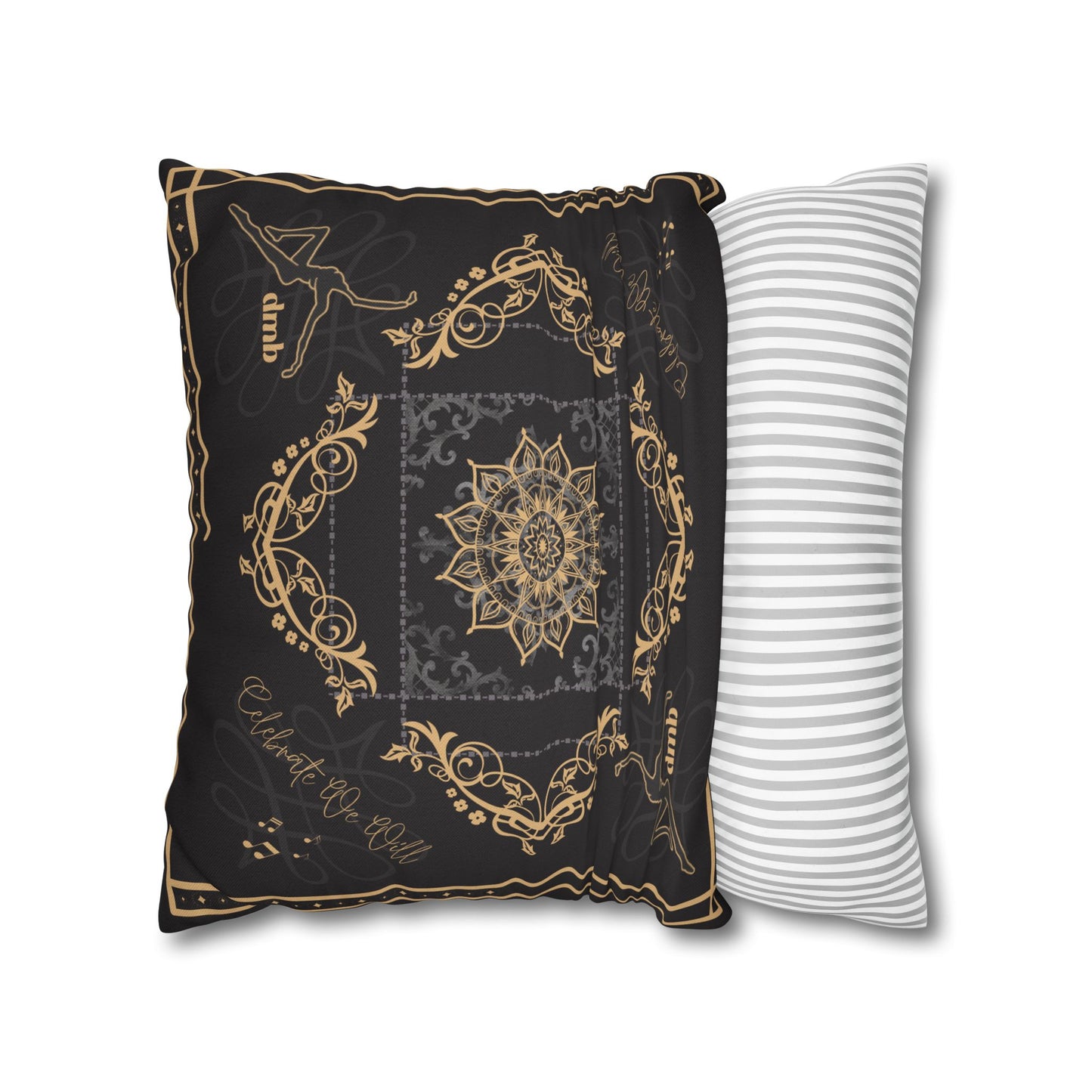 Square Pillow Case - *pillow not included - dmb - black gold - celebrate we will