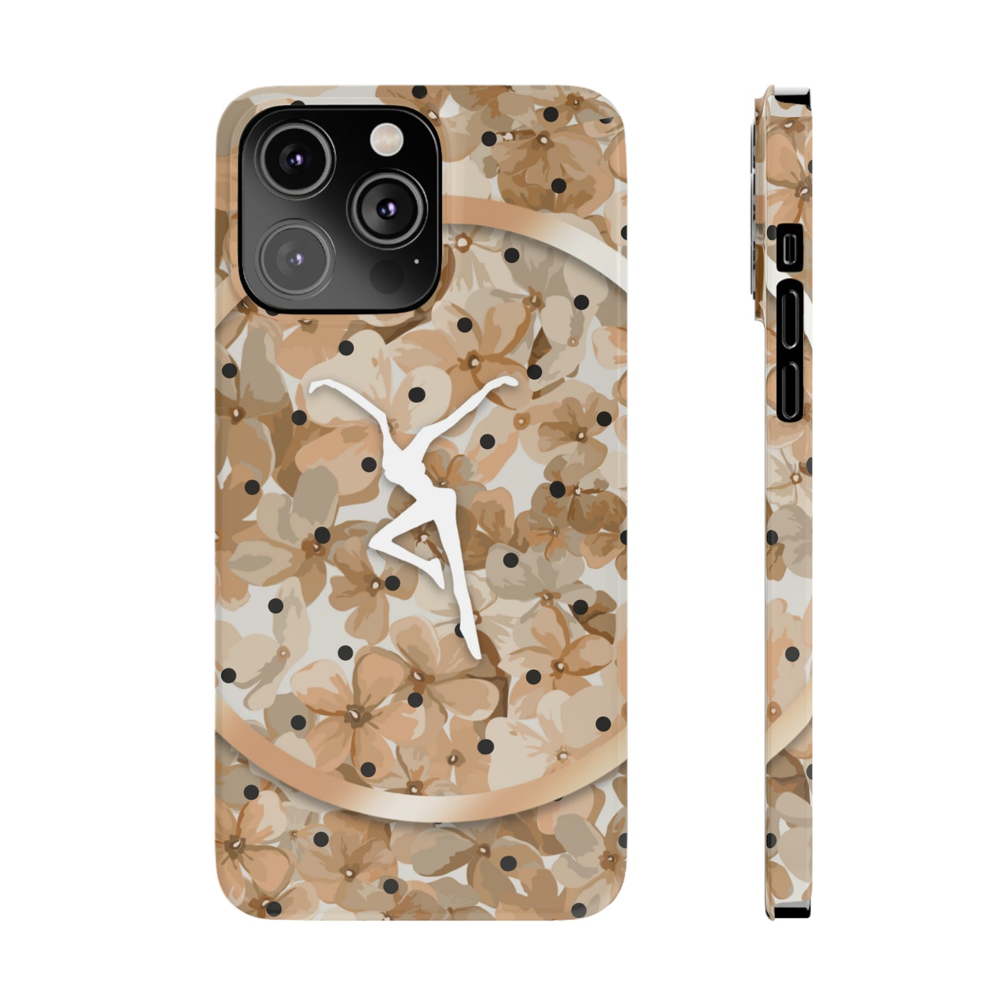 Slim Phone Case - iPhone - dmb - design13 - fd - beige - flowers - polka dots