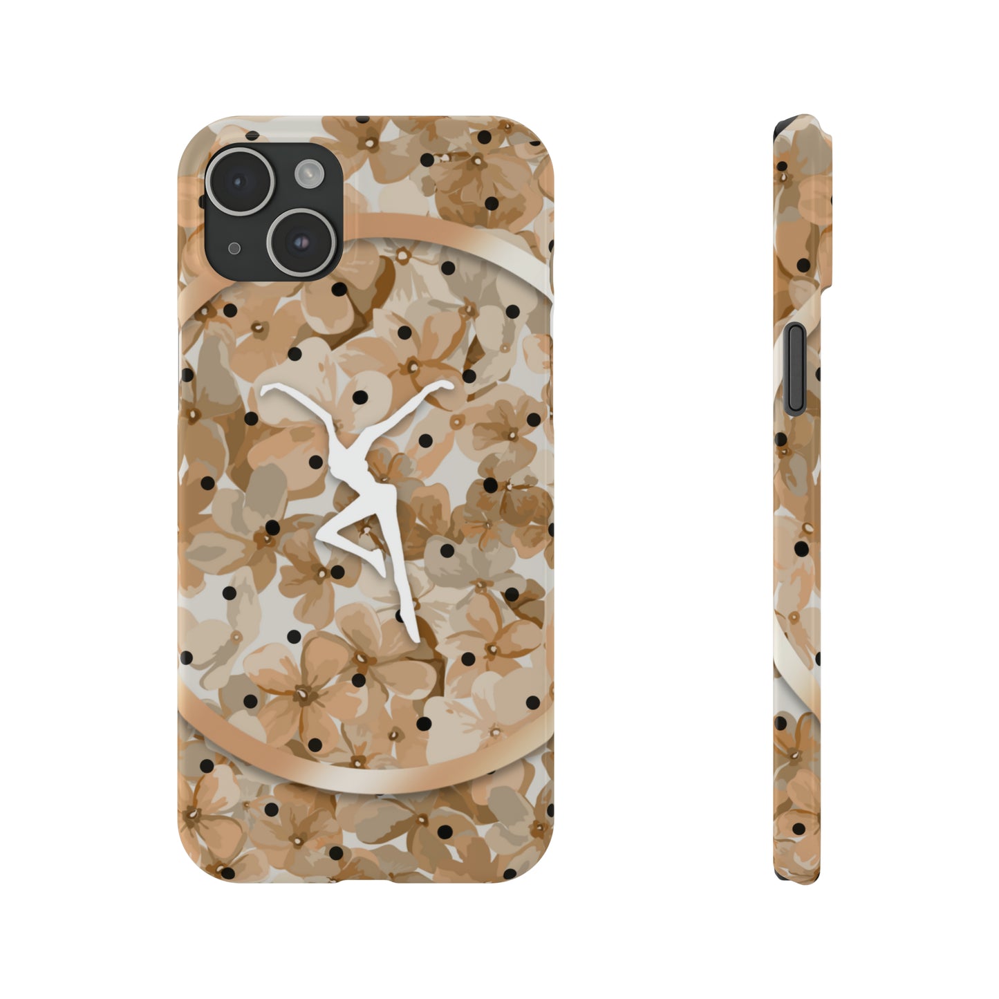 Slim Phone Case - iPhone - dmb - design13 - fd - beige - flowers - polka dots