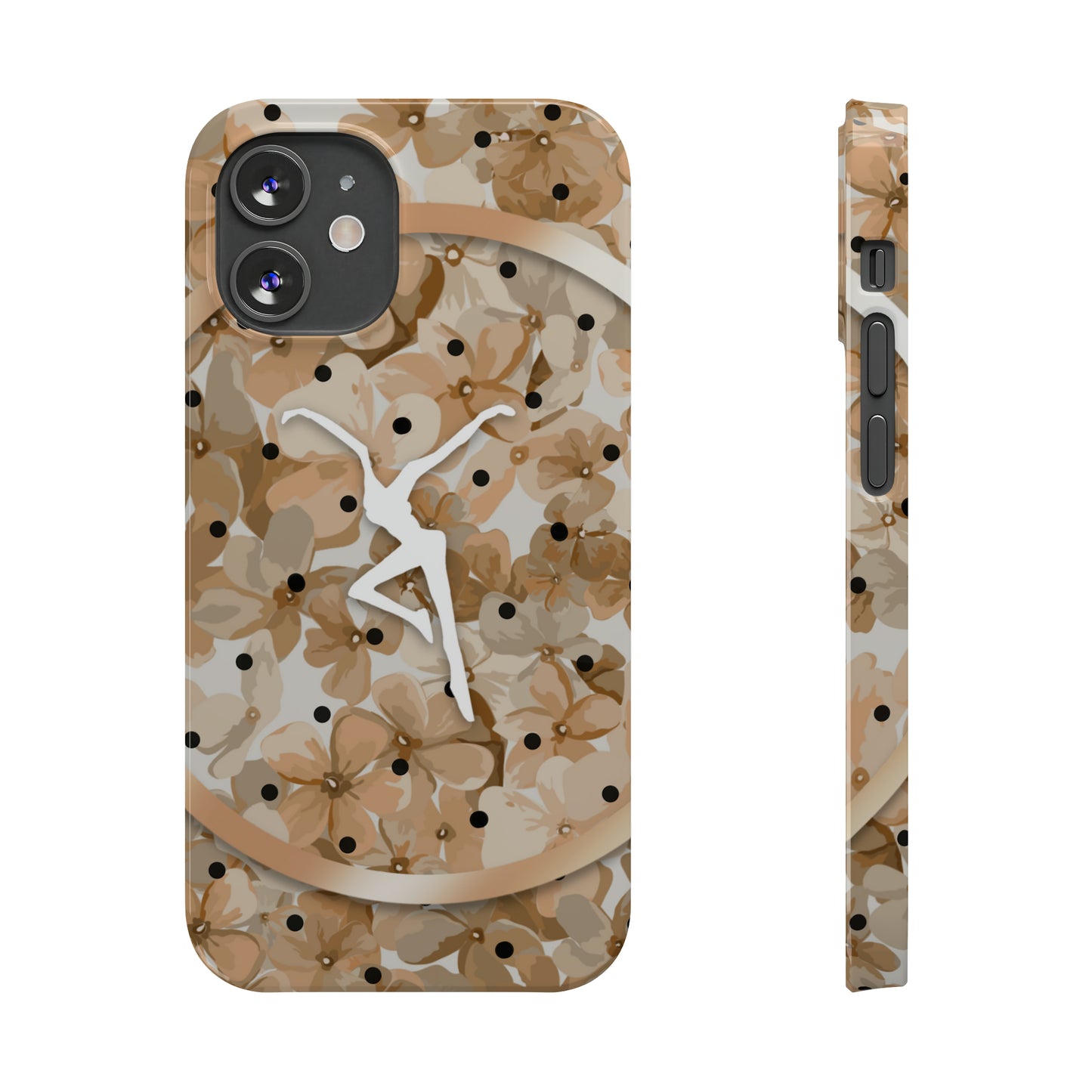 Slim Phone Case - iPhone - dmb - design13 - fd - beige - flowers - polka dots