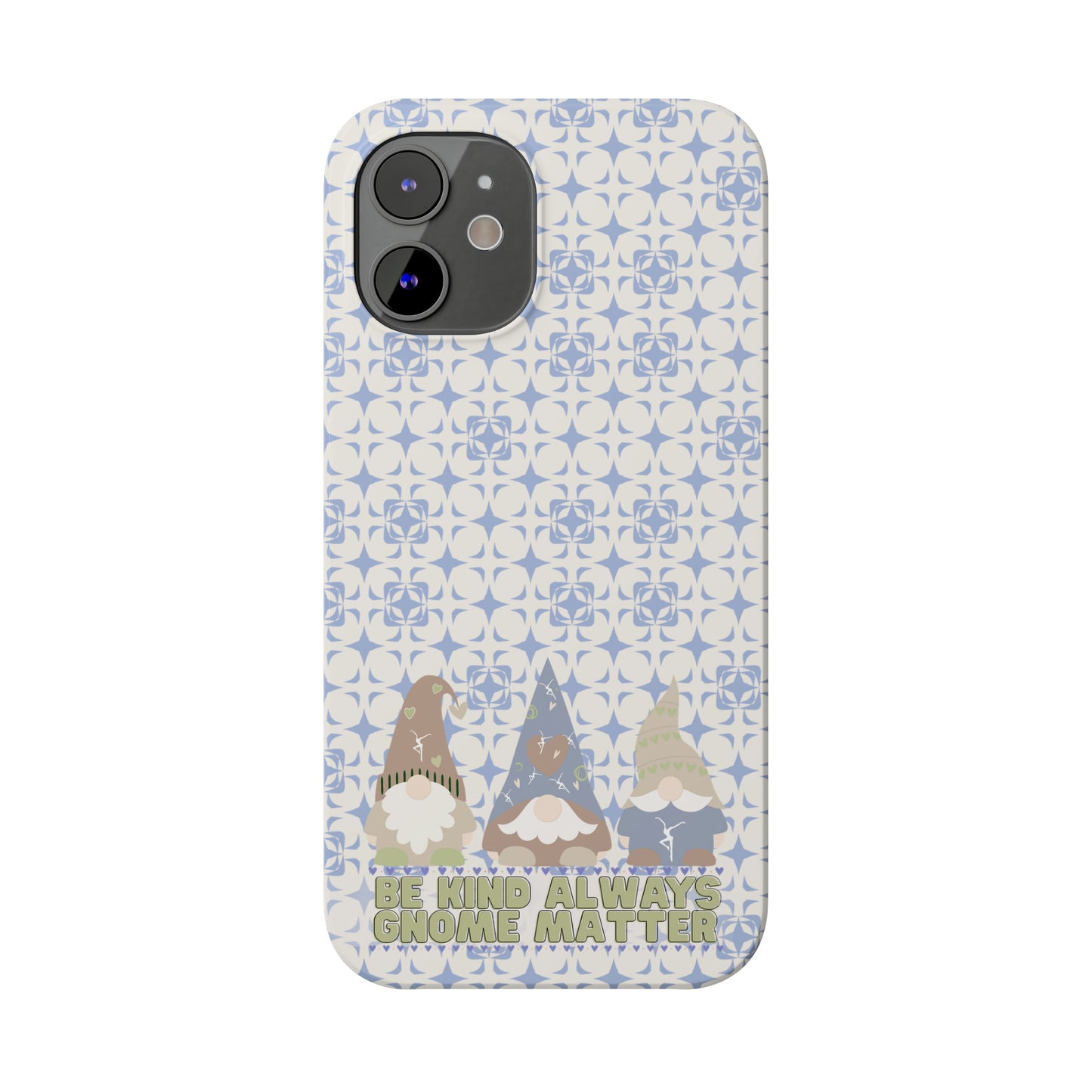 Slim Phone Case - dmb - gnomes - kindness - be kind always - blue - green - pastel - fits most iphone models