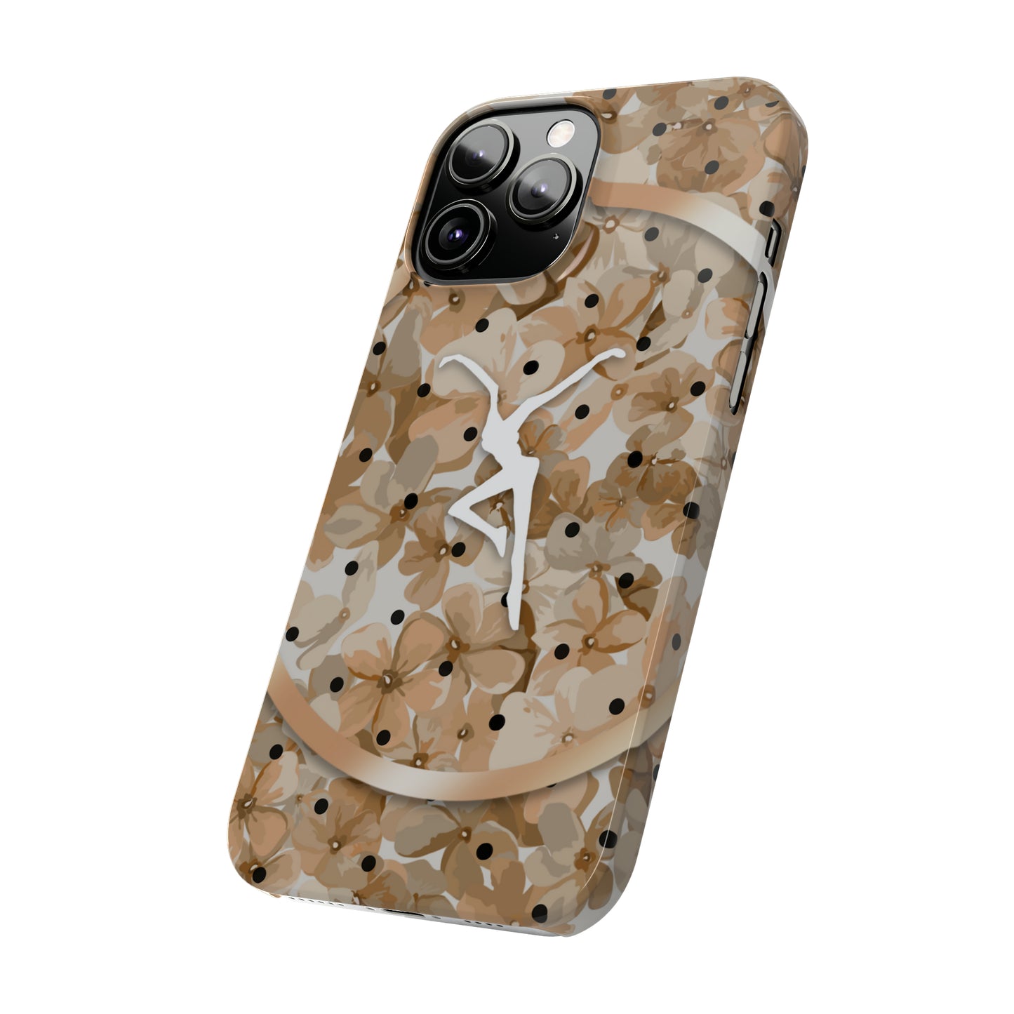 Slim Phone Case - iPhone - dmb - design13 - fd - beige - flowers - polka dots