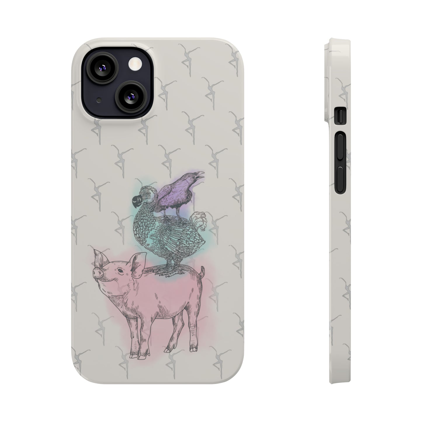 Slim Phone Case - dmb - fd - pig - dodo - raven - watercolor - ivory