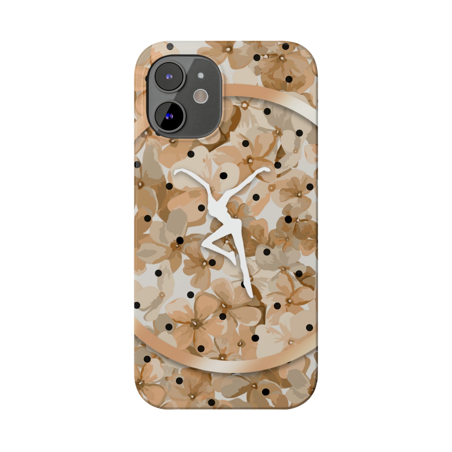 Slim Phone Case - iPhone - dmb - design13 - fd - beige - flowers - polka dots