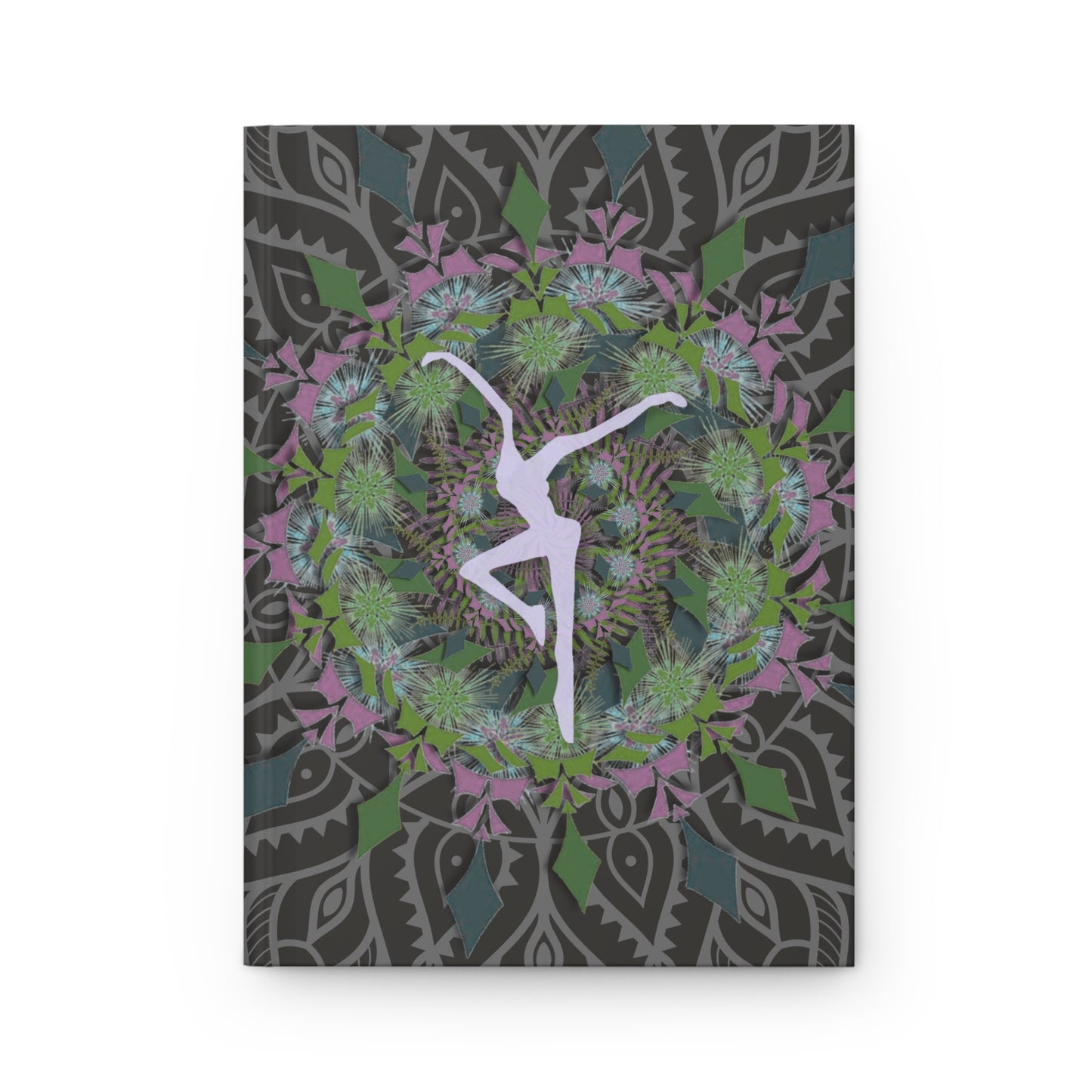 journal -- hardcover -- 75 sheets -- DMB -- fd -- mandala flower -- purple -- green -- teal/grey