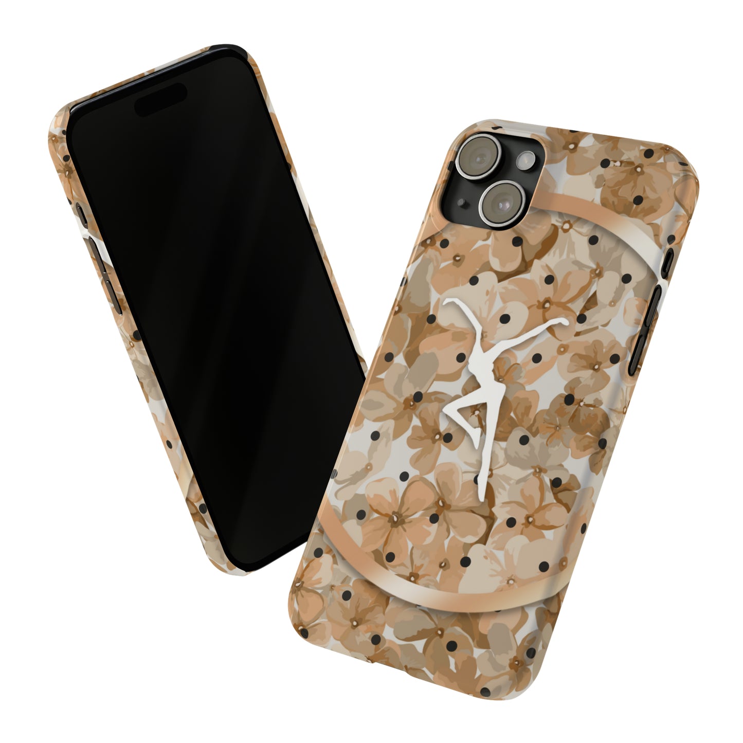 Slim Phone Case - iPhone - dmb - design13 - fd - beige - flowers - polka dots