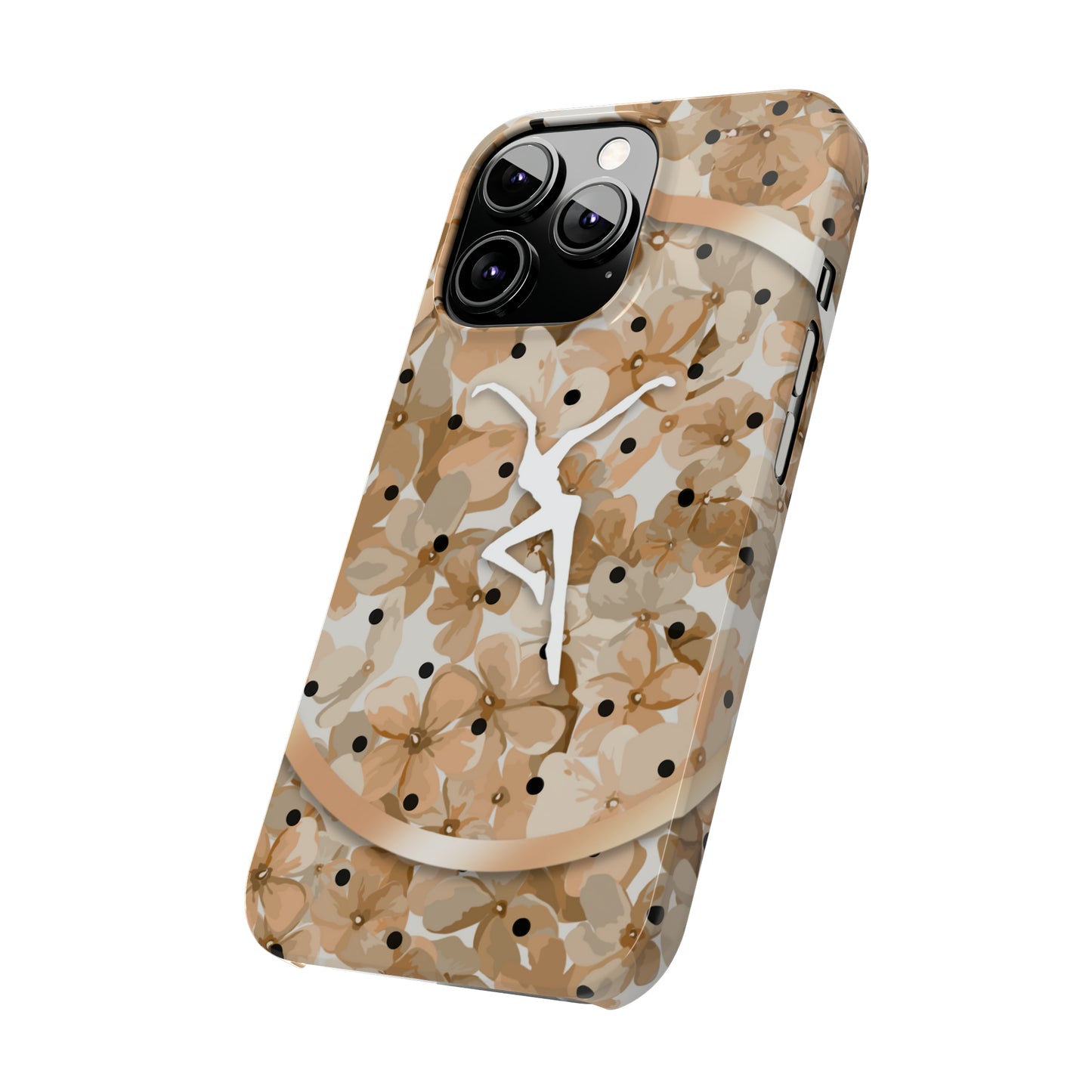 Slim Phone Case - iPhone - dmb - design13 - fd - beige - flowers - polka dots