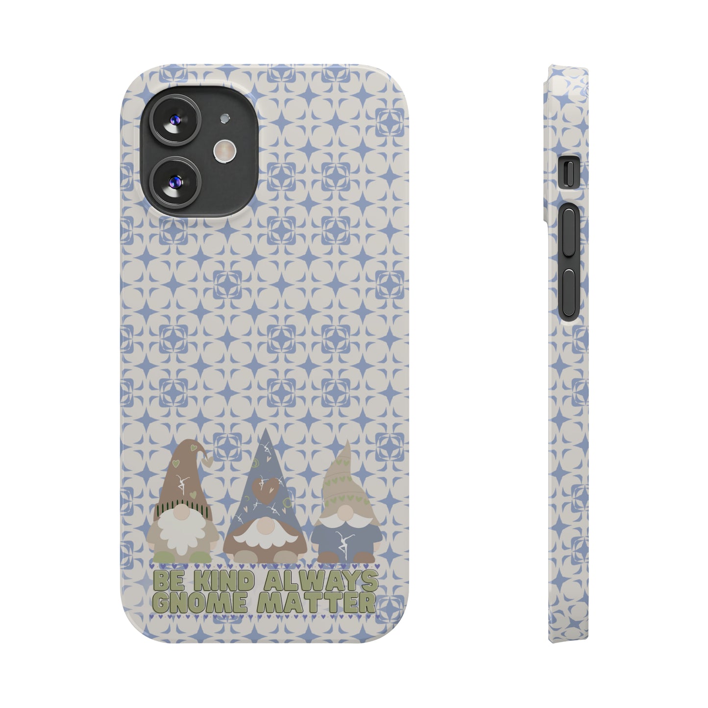 Slim Phone Case - dmb - gnomes - kindness - be kind always - blue - green - pastel - fits most iphone models