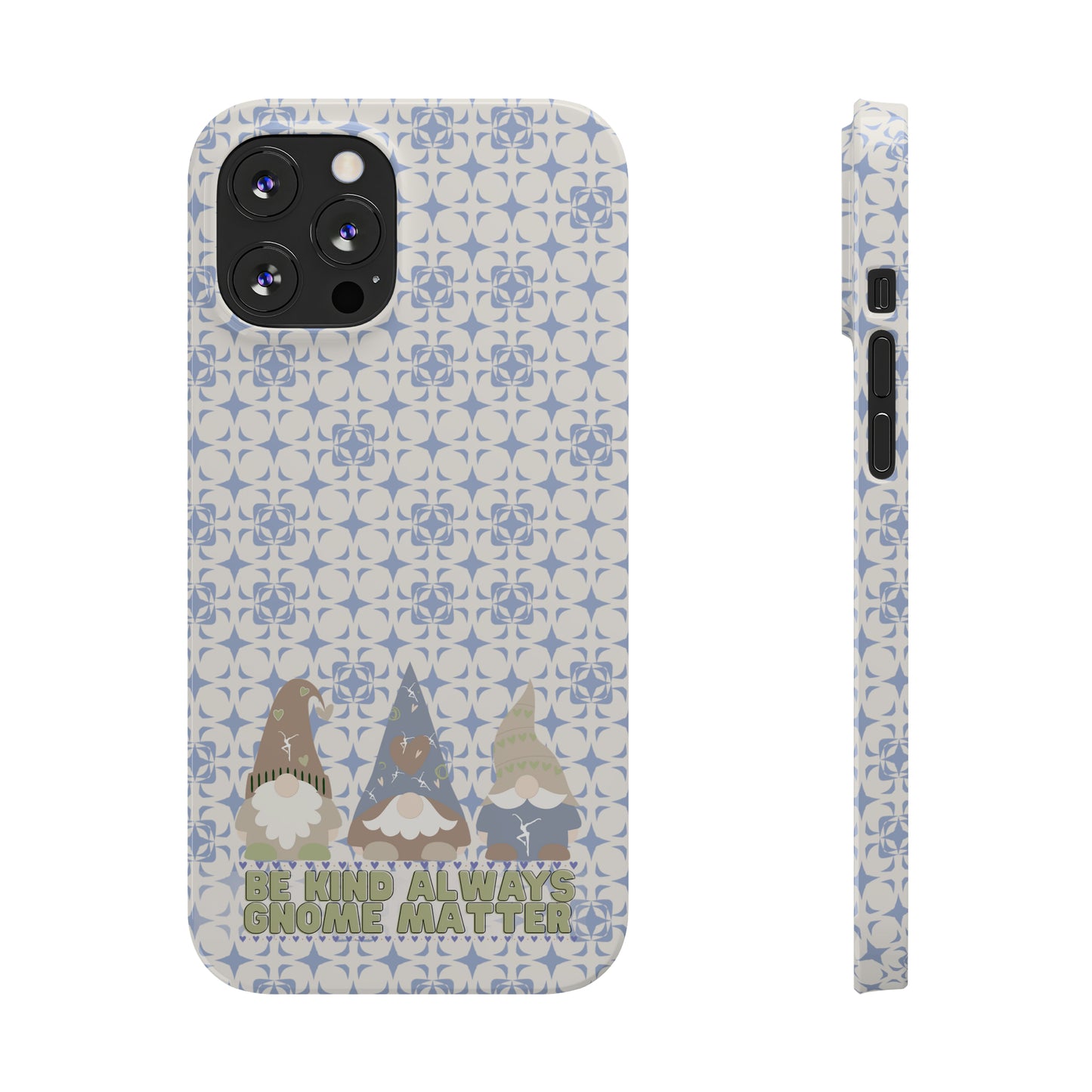 Slim Phone Case - dmb - gnomes - kindness - be kind always - blue - green - pastel - fits most iphone models