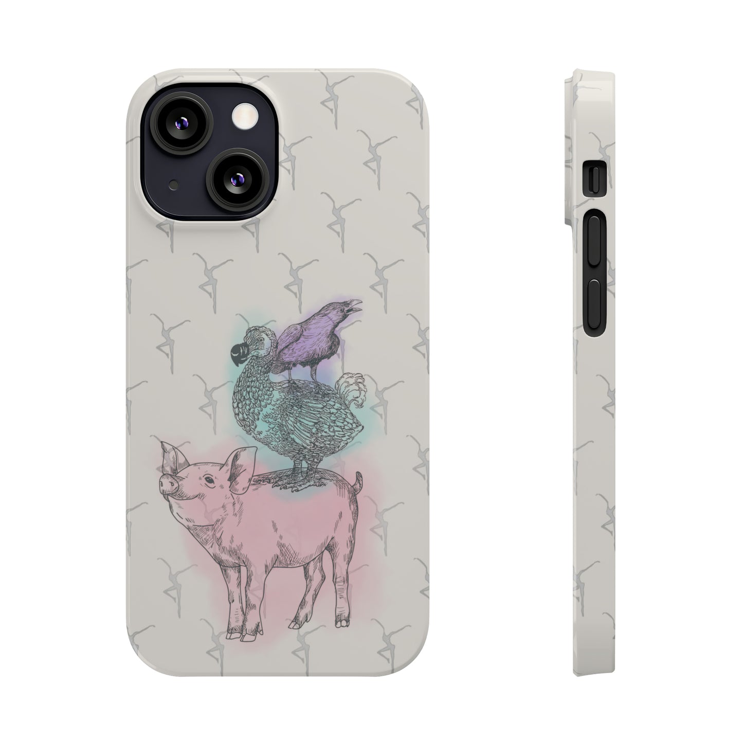 Slim Phone Case - dmb - fd - pig - dodo - raven - watercolor - ivory