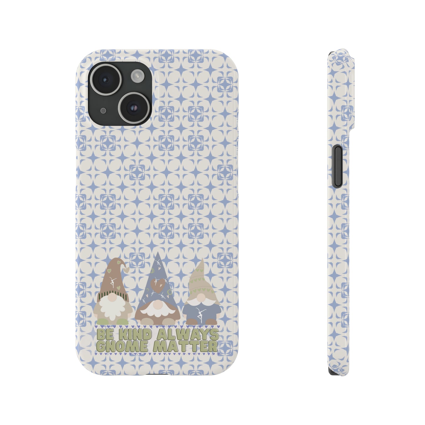 Slim Phone Case - dmb - gnomes - kindness - be kind always - blue - green - pastel - fits most iphone models