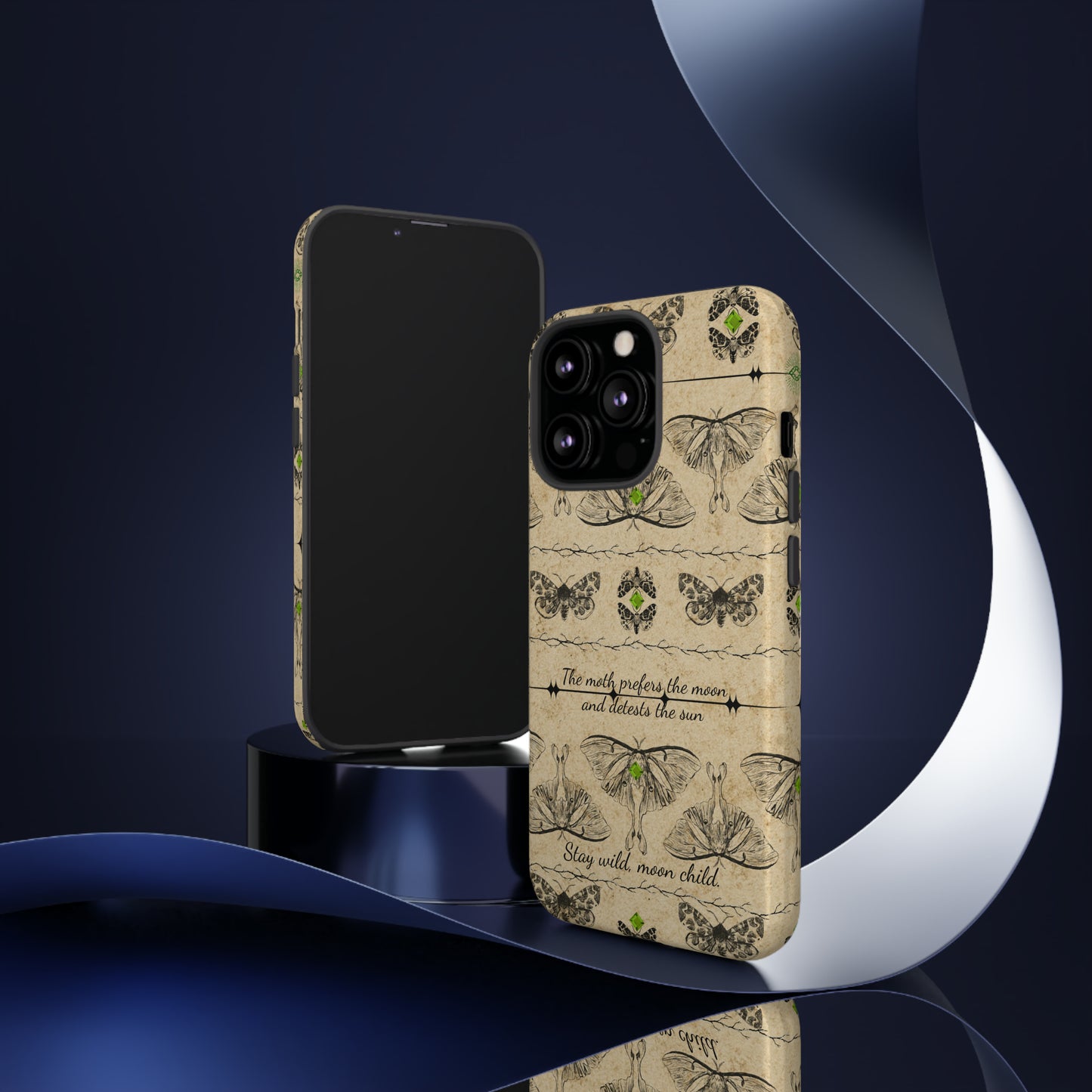 Tough Case - iPhone - Samsung - moth/moon/emerald - stay wild - moon child