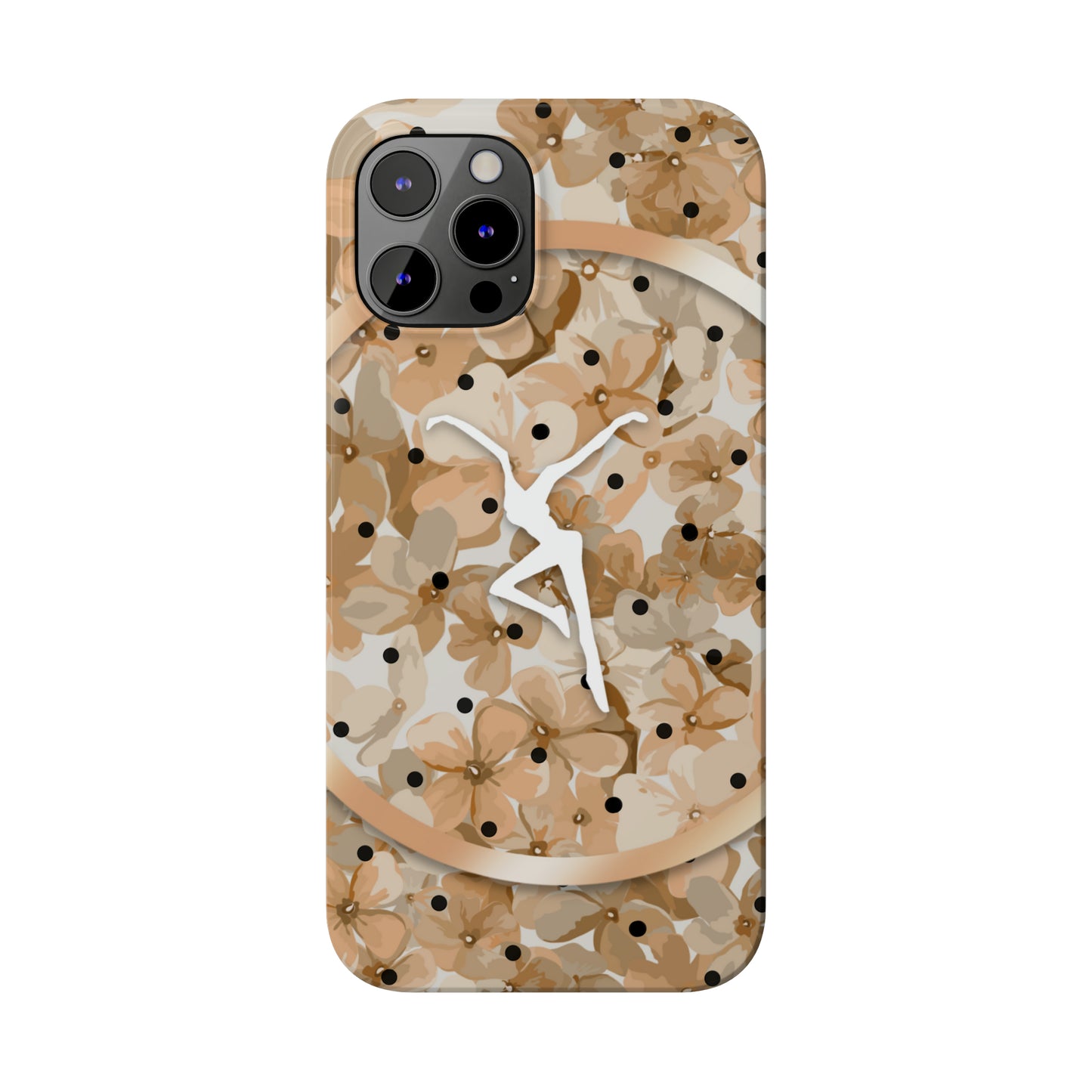 Slim Phone Case - iPhone - dmb - design13 - fd - beige - flowers - polka dots