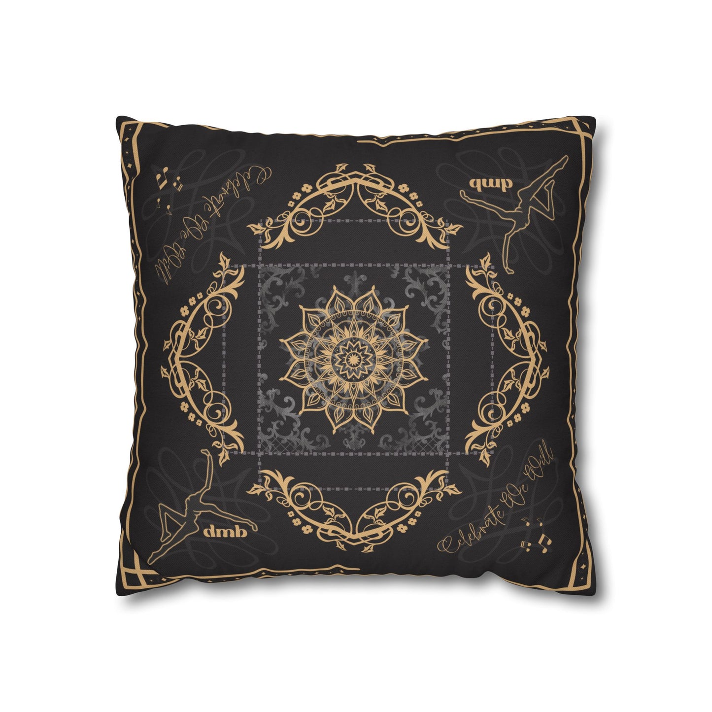 Square Pillow Case - *pillow not included - dmb - black gold - celebrate we will