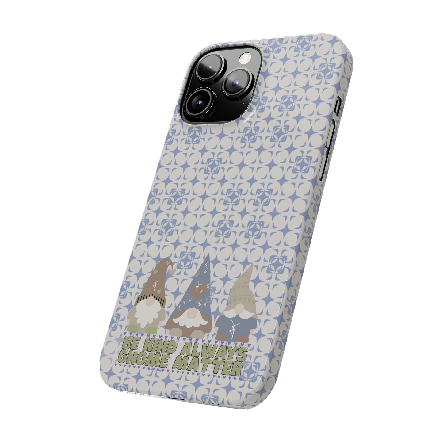 Slim Phone Case - dmb - gnomes - kindness - be kind always - blue - green - pastel - fits most iphone models