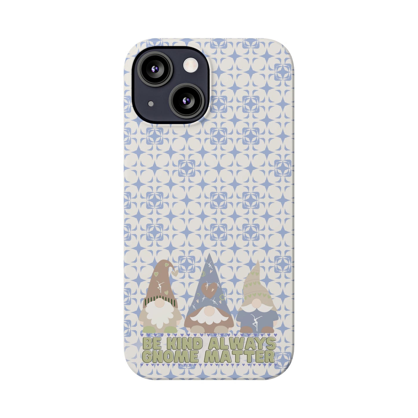 Slim Phone Case - dmb - gnomes - kindness - be kind always - blue - green - pastel - fits most iphone models