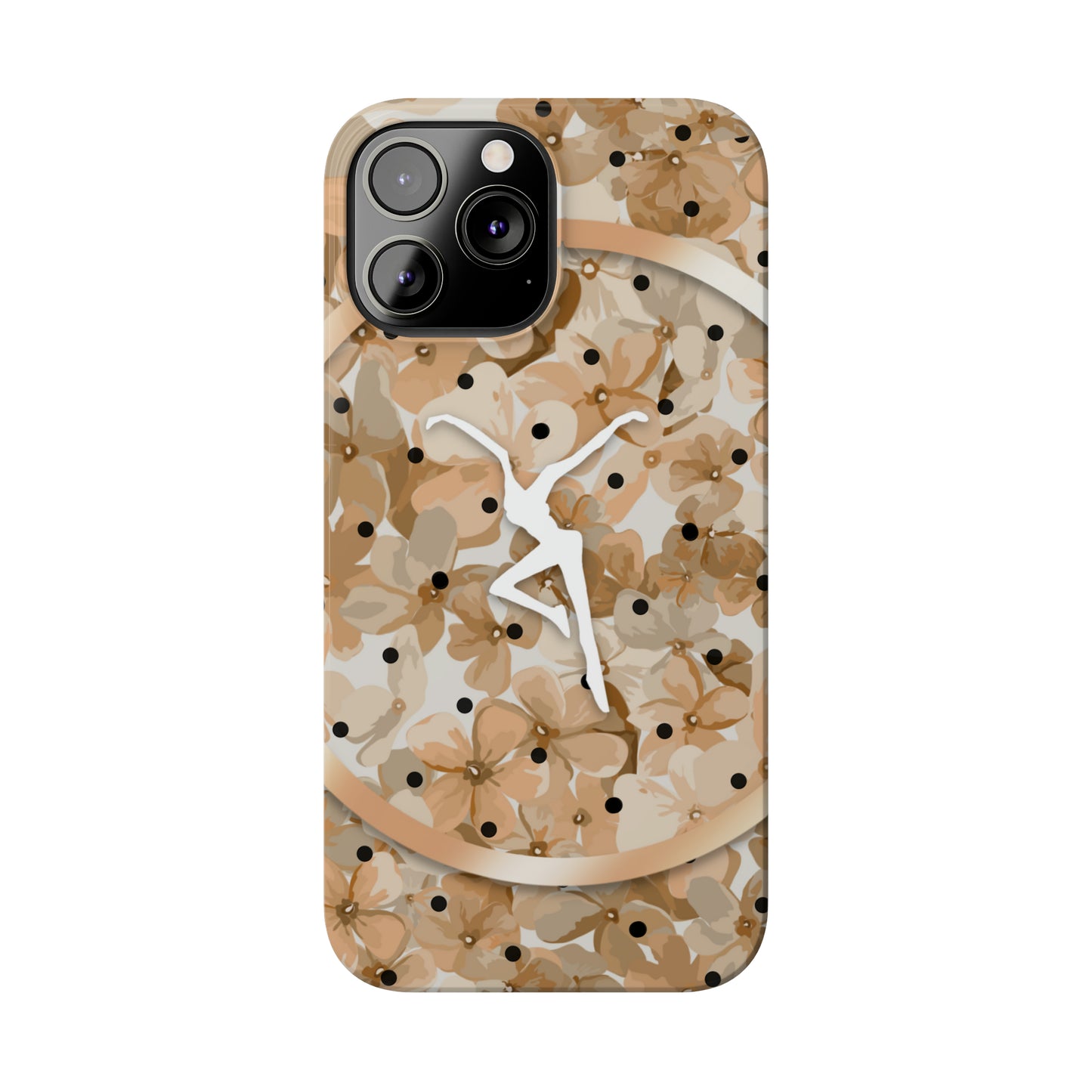 Slim Phone Case - iPhone - dmb - design13 - fd - beige - flowers - polka dots