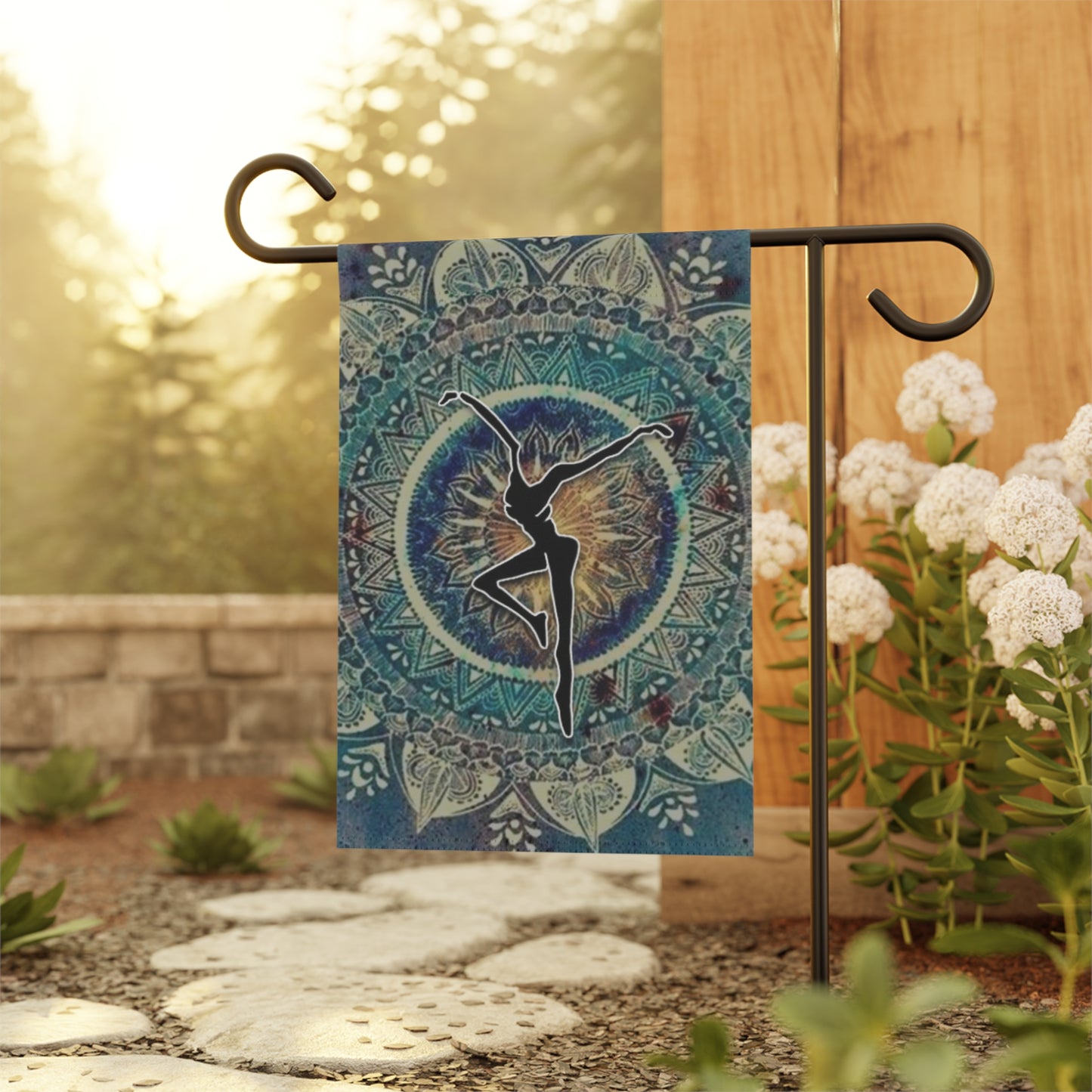 home/garden flag - indoor/outdoor - banner - DMB - dancer - mandala - sleeve at top - double-sided design - 12"x18"