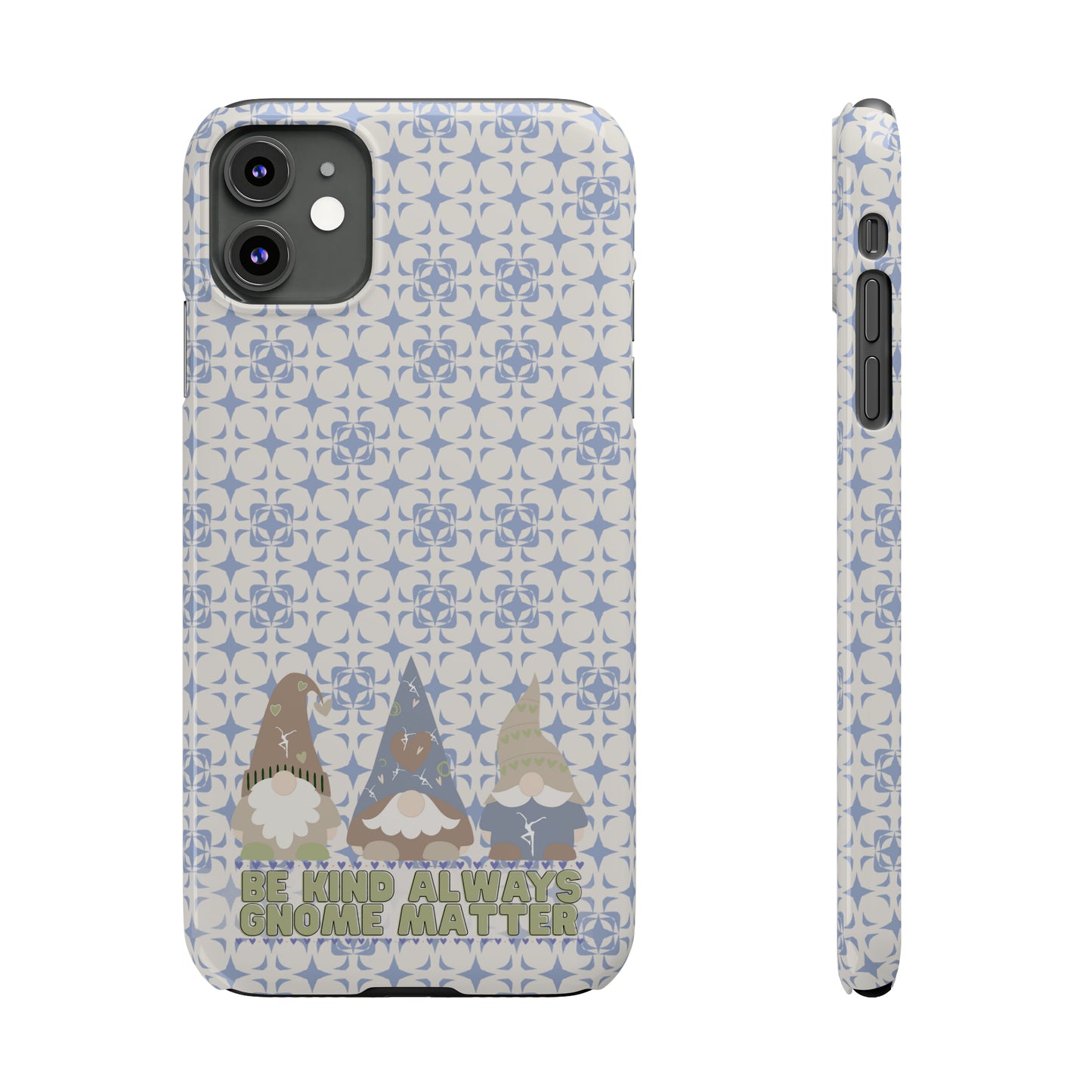 Slim Phone Case - dmb - gnomes - kindness - be kind always - blue - green - pastel - fits most iphone models