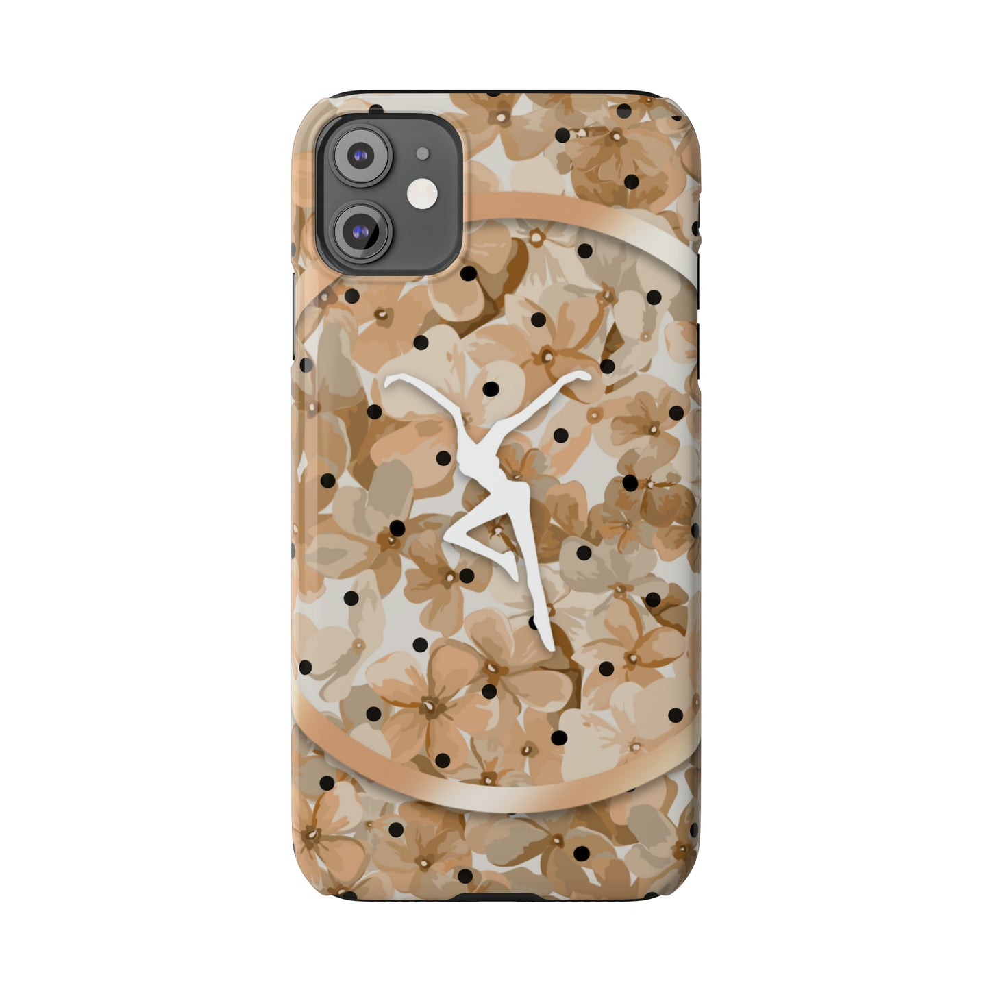 Slim Phone Case - iPhone - dmb - design13 - fd - beige - flowers - polka dots